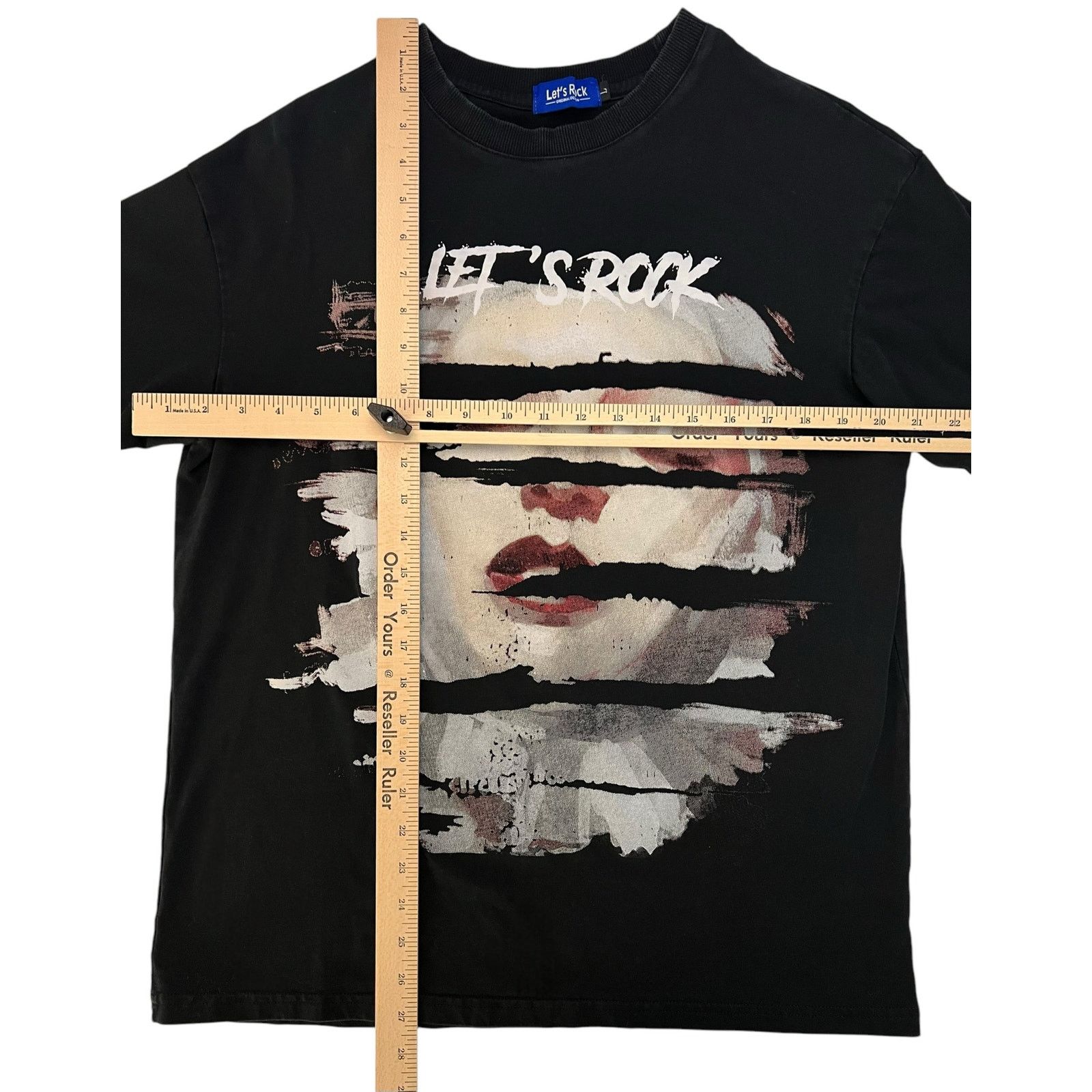 Other Let’s Rock Black T-Shirt of Woman’s Face Large Grunge Tee Size US L / EU 52-54 / 3 - 8 Thumbnail