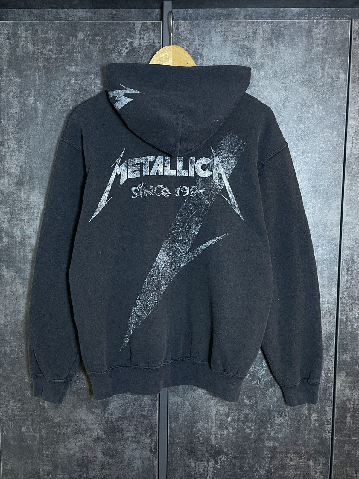 Crazy Metallica Faded Black Zip Hoodie Big Logo Streetwear