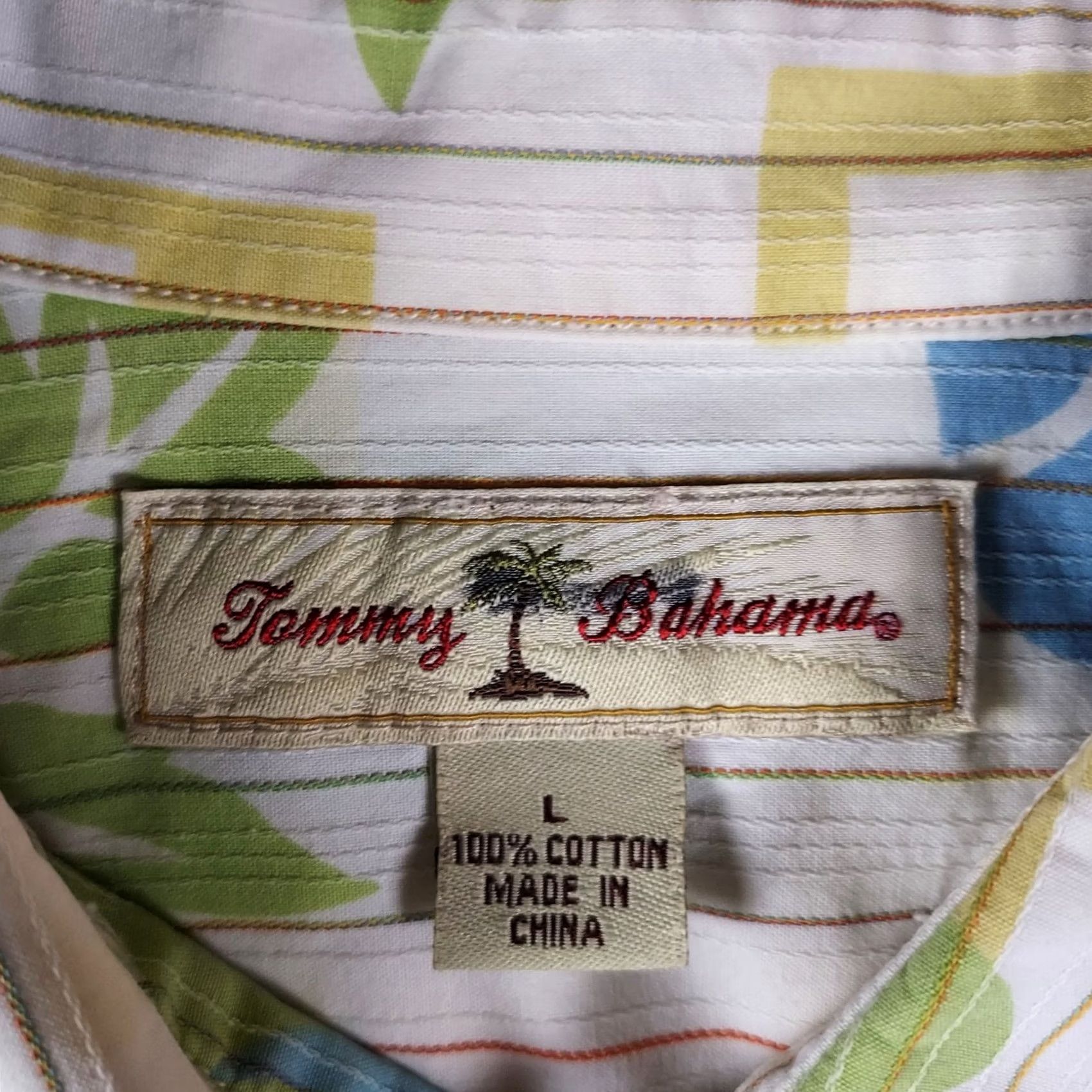 Tommy Bahama Tommy Bahama Shirt Men L White Floral Geometric Button Front Cotton Shirt Size US L / EU 52-54 / 3 - 3 Thumbnail