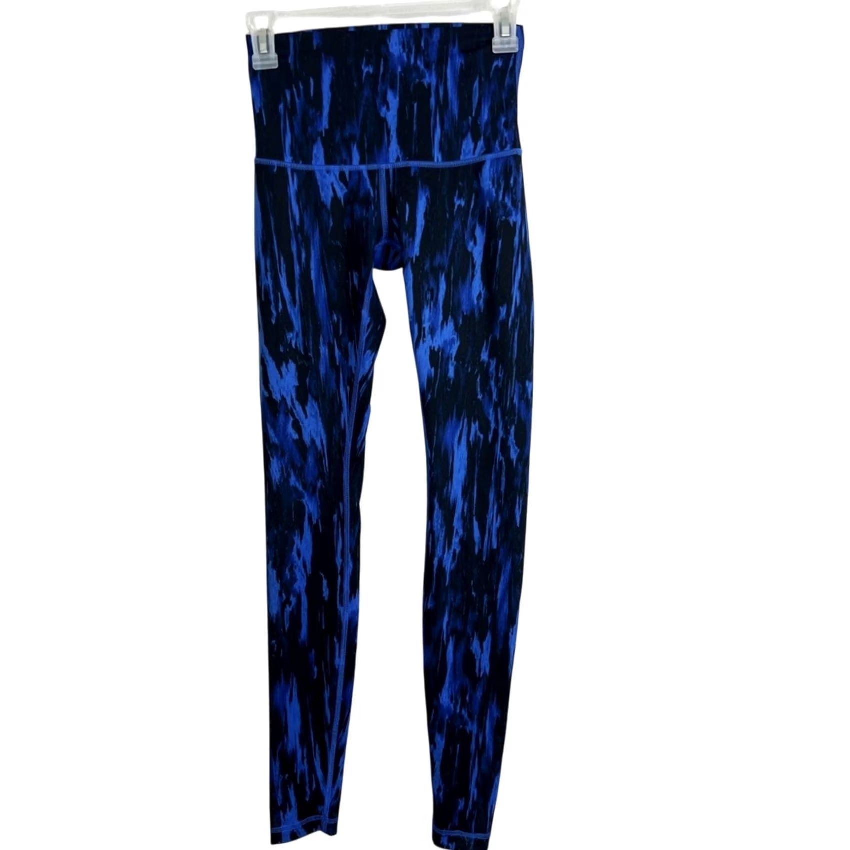Lululemon LULULEMON Wunder Under High Rise Full Ankle Workout Leggings Blue & Black Size 4 Womens Capris Pants Size 27" / US 4 / IT 40 - 2 Thumbnail