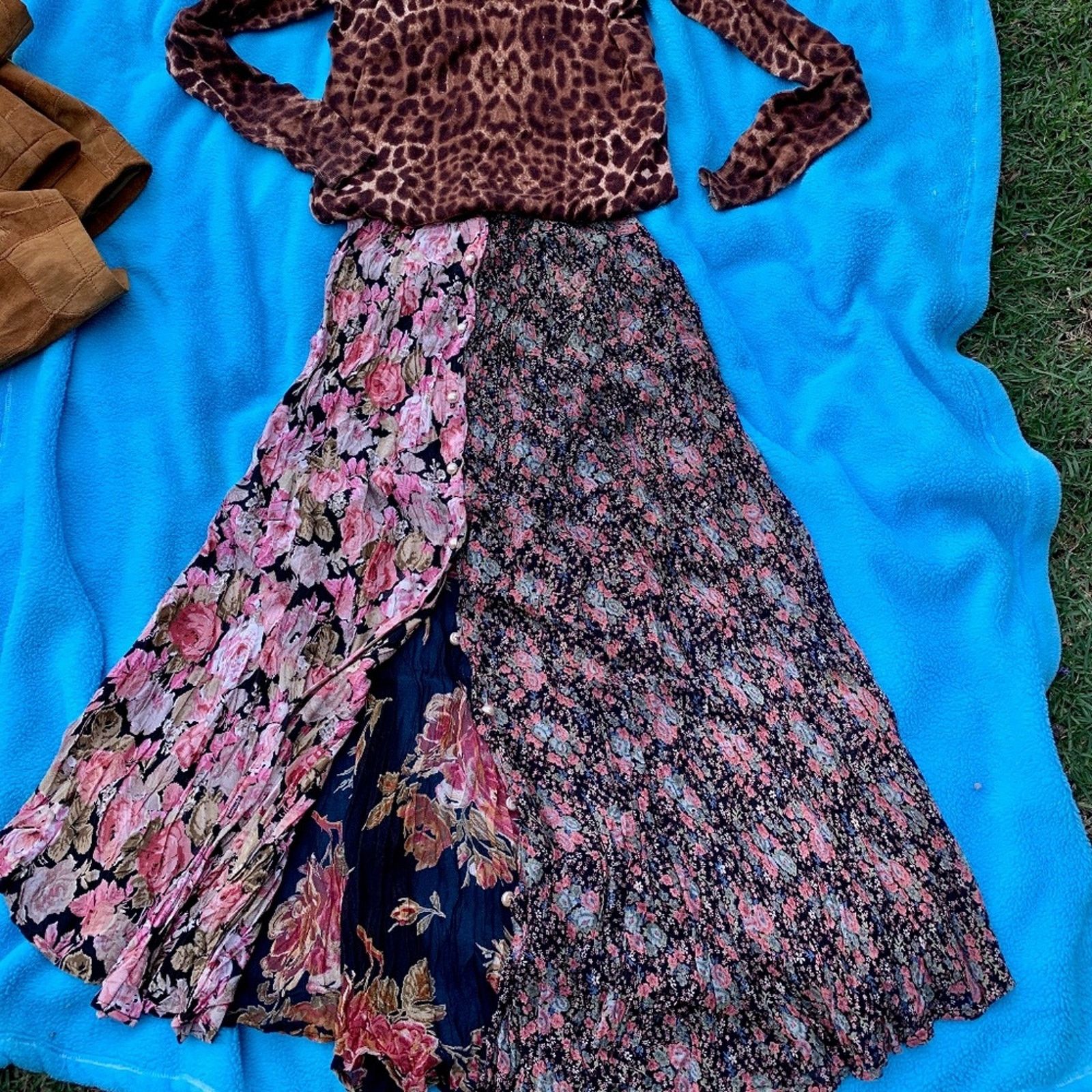 Other VINTAGE ALEXANDER BROWN FLORAL PATCHWORK BUTTONFRONT SKIRT Size 28" / US 6 / IT 42 - 1 Thumbnail