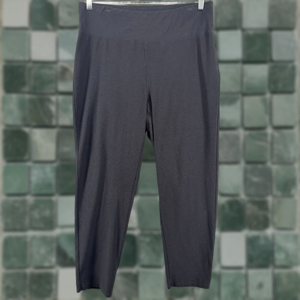 VINTAGE? No. Actually: EILEEN FISHER Pants L Washable Stretch Crepe Tapered Leg Pull On Gray USA