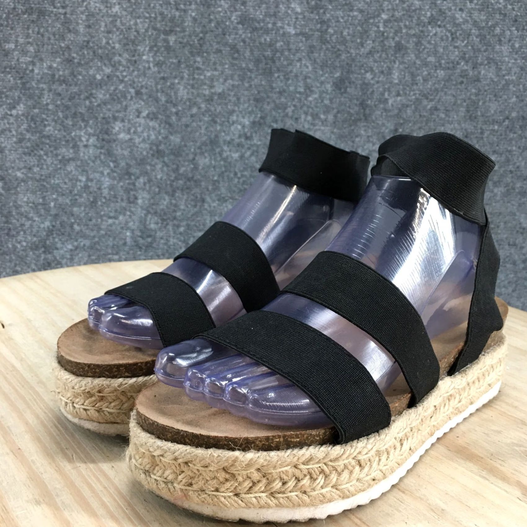 Vintage Rock And Candy Sandals Womens 7 Casual Ankle Strap Platform Espadrille Black Size US 7 / IT 37 - 5 Thumbnail