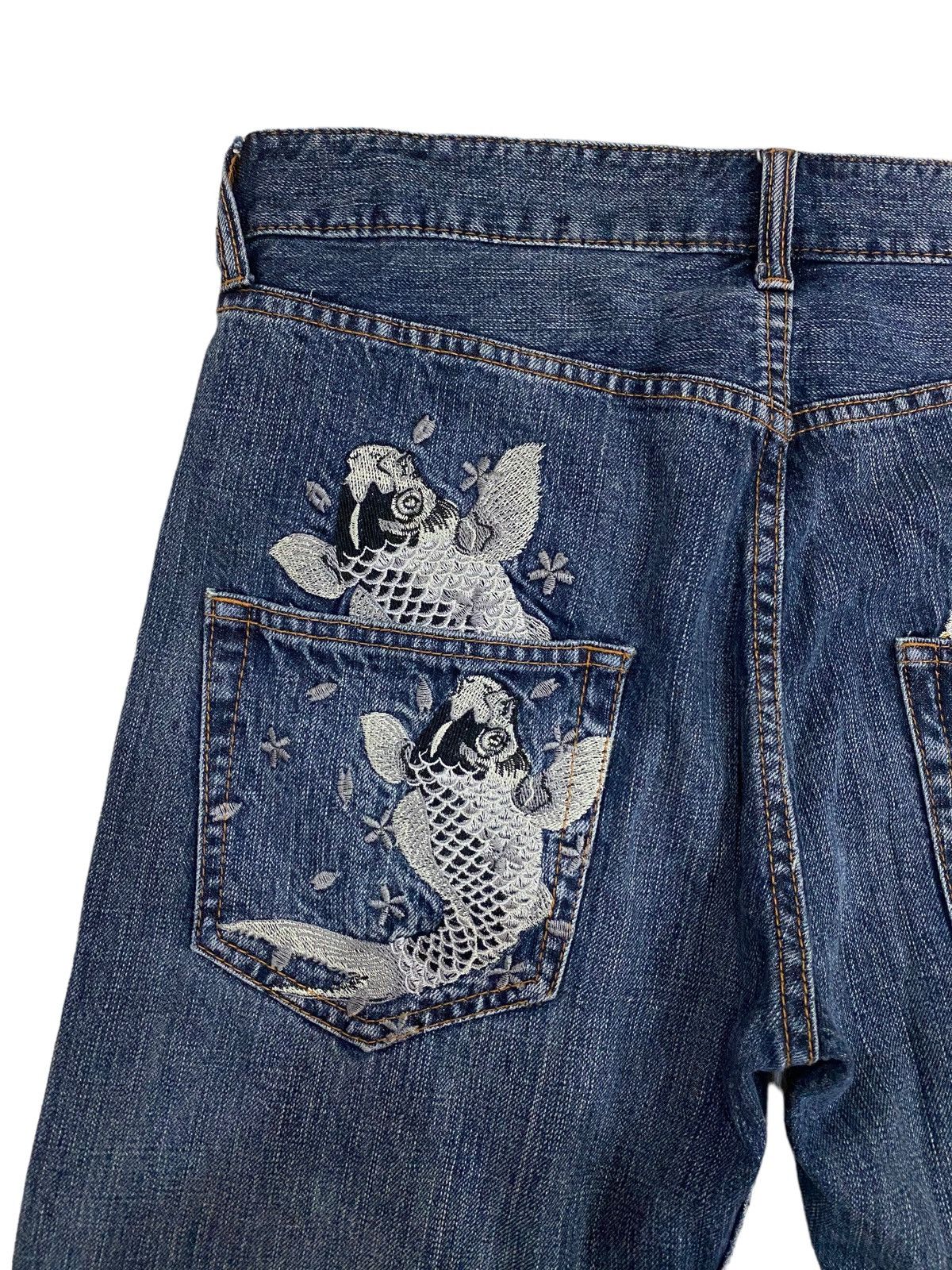 Japanese Brand Vintage Koi Pond Embroidery Denim Japan Size US 32 / EU 48 - 11 Thumbnail