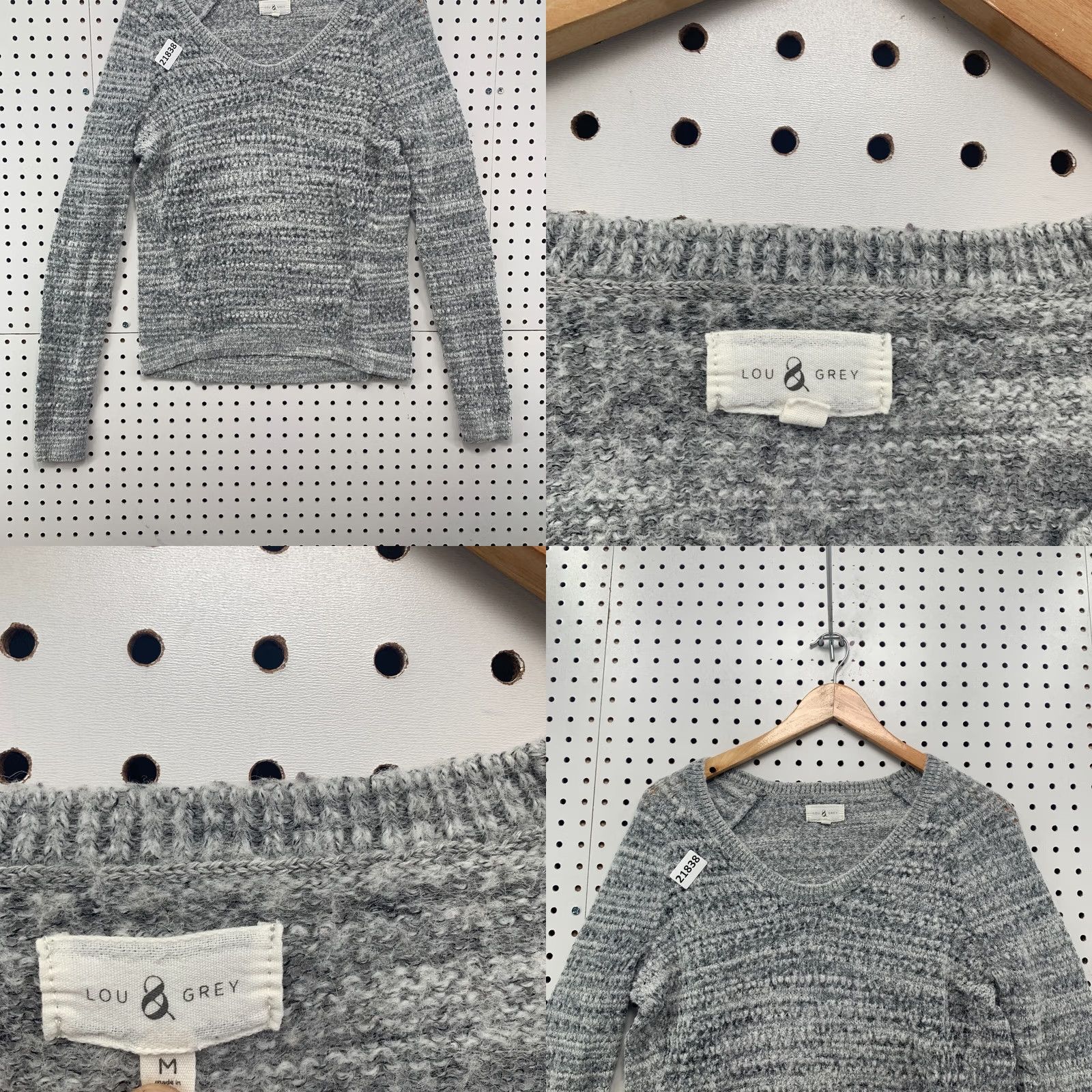 Lou & Grey Lou & Grey Womens Knit Sweater Medium Gray Alpaca Blend V Neck Pullover Size M Size M / US 6-8 / IT 42-44 - 8 Thumbnail