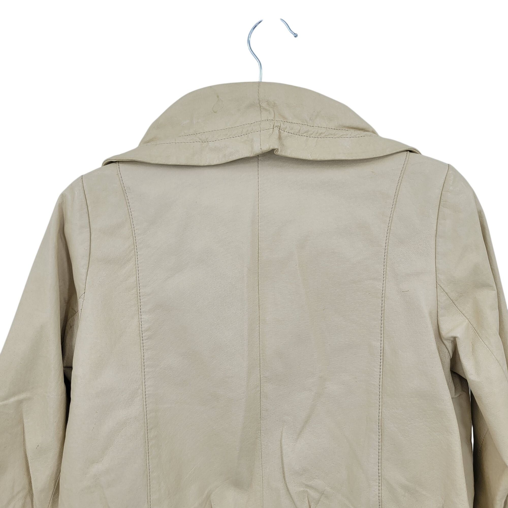 Danier 90s Vintage Ruffle Collar Buttery Leather Jacket Coat XS Cre Size XS / US 0-2 / IT 36-38 - 11 Thumbnail