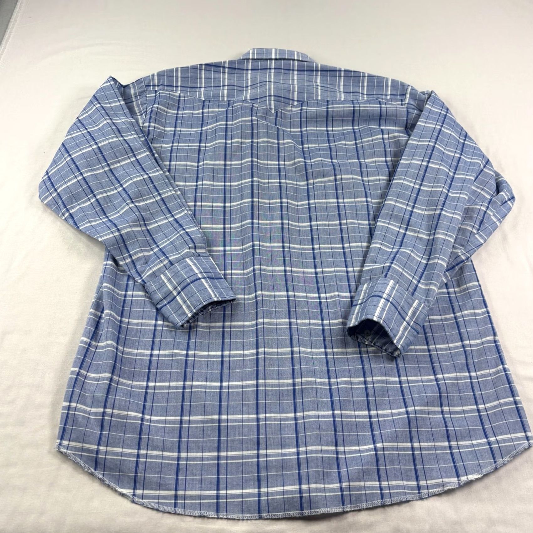 Vintage VINTAGE Panhandle Slim Shirt Mens 16.5 Blue Plaid Pearl Snap Up Western USA Made Cowboy Size US XL / EU 56 / 4 - 7 Thumbnail