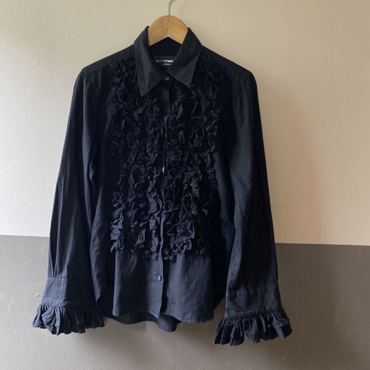Seditionaries SEXY DYNAMITE Y2K Punk Black Ruffled Long Sleeve Blouse Size S / US 4 / IT 40 - 6 Thumbnail