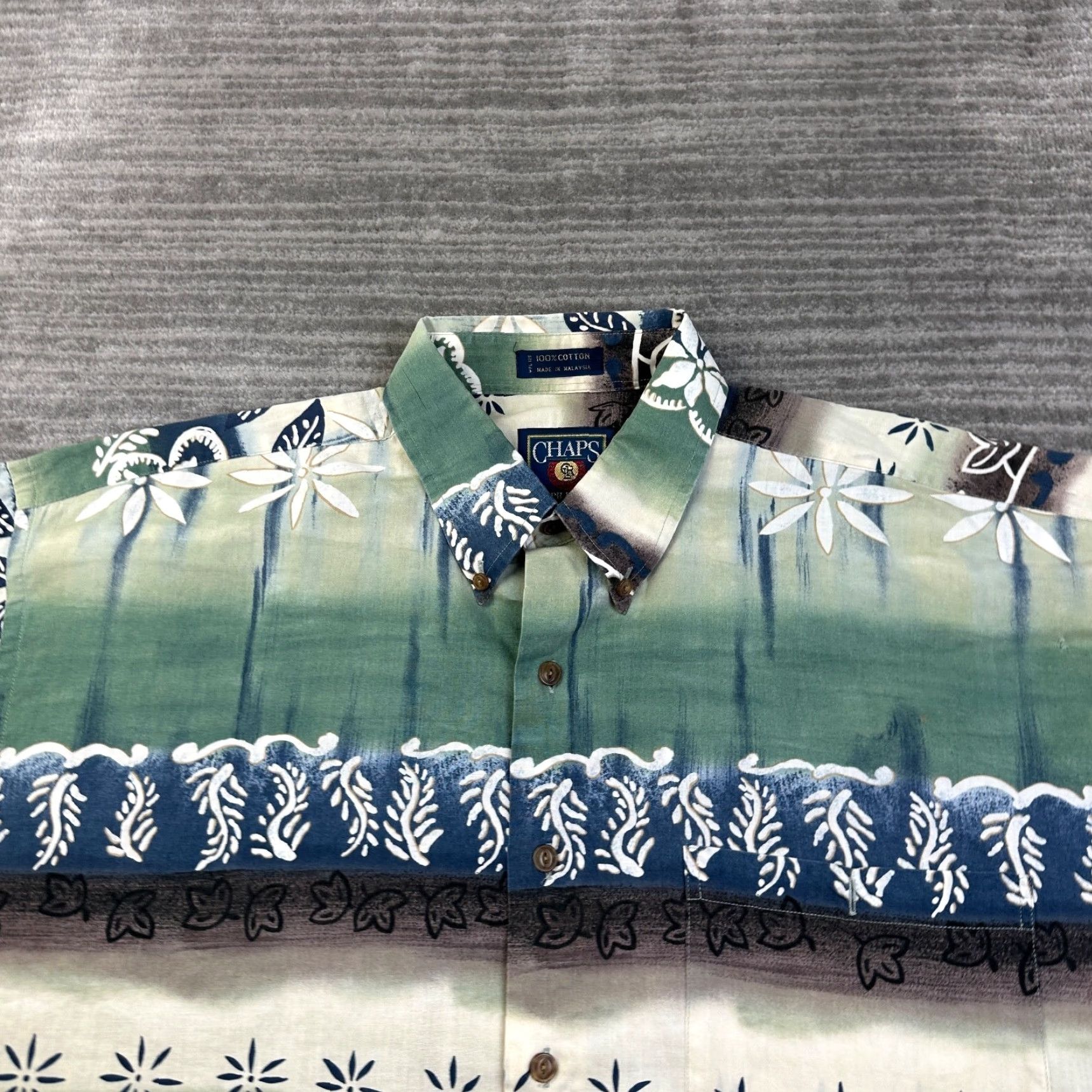 Ralph Lauren VINTAGE Ralph Lauren Chaps Shirt Mens Large Green Hawaiian Floral Button-Up Short Sleeve Collared Size US L / EU 52-54 / 3 - 4 Thumbnail