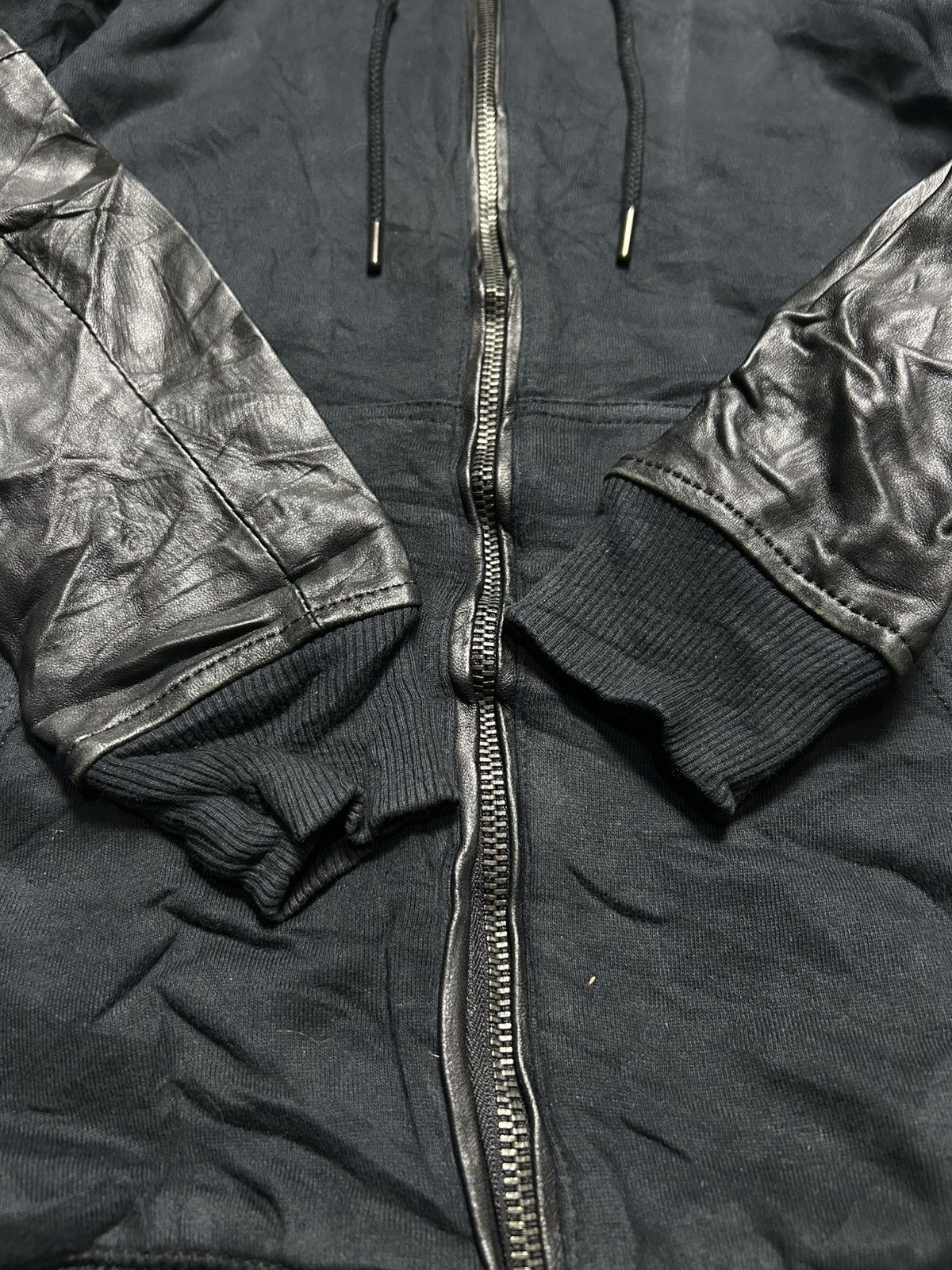 Diesel Vintage Diesel Black Leather Sleeve Hoodie Size S / US 4 / IT 40 - 4 Thumbnail