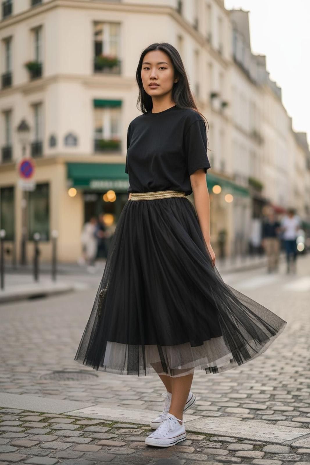 Other Exhilaration Black Midi Tulle Skirt with Gold Waistband Size 32" / US 10 / IT 46 - 1 Thumbnail