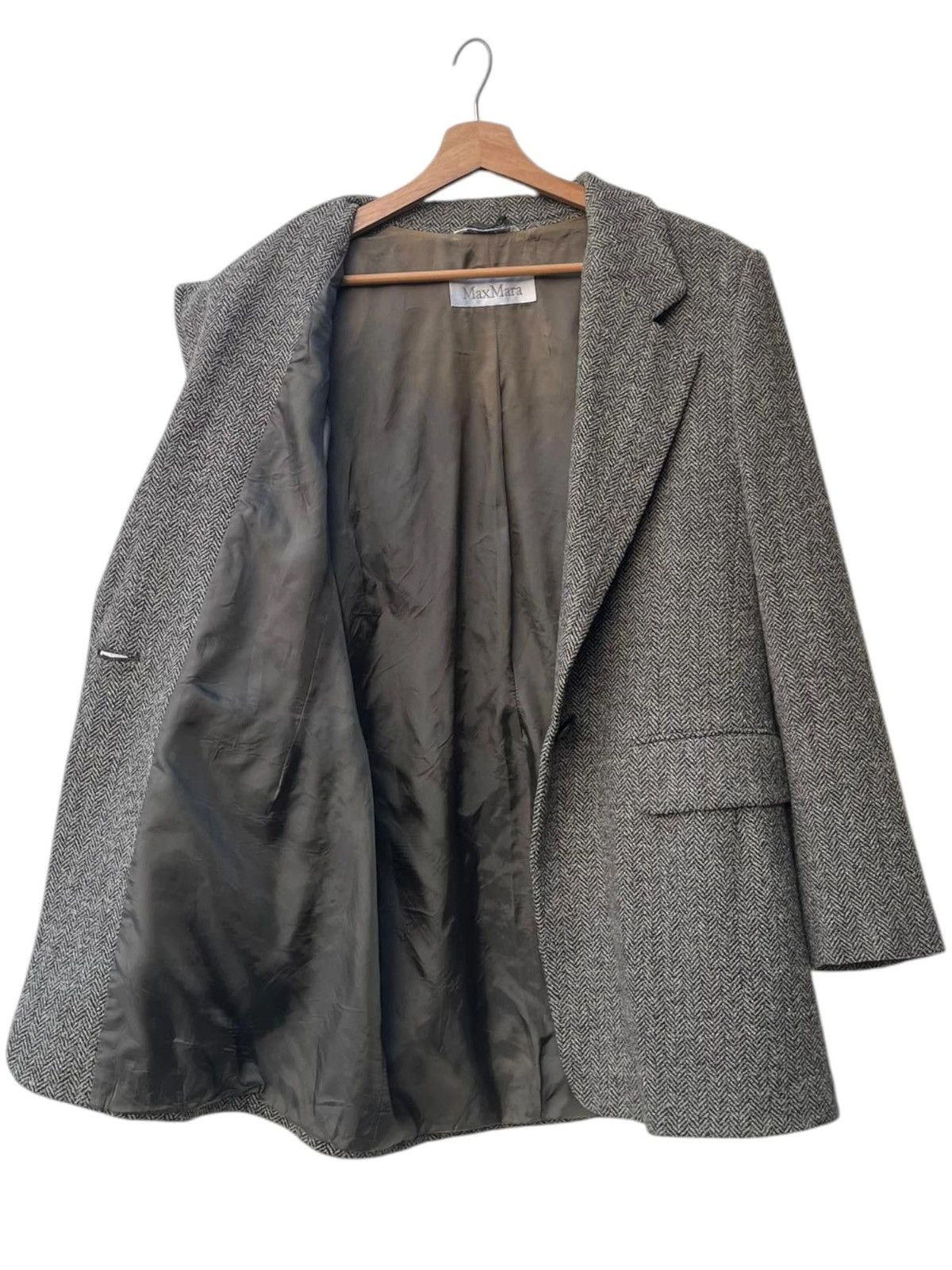 Max Mara Max Mara Notched Lapel Herringbone Wool Jacket Size M / US 6-8 / IT 42-44 - 3 Thumbnail