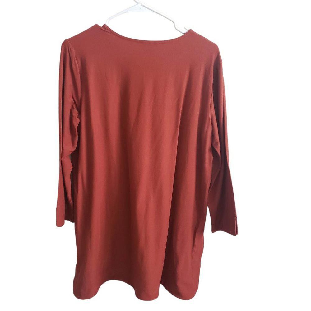 Eileen Fisher CT696 Eileen Fisher Long Sleeve Rust Blouse L Size L / US 10 / IT 46 - 1 Thumbnail