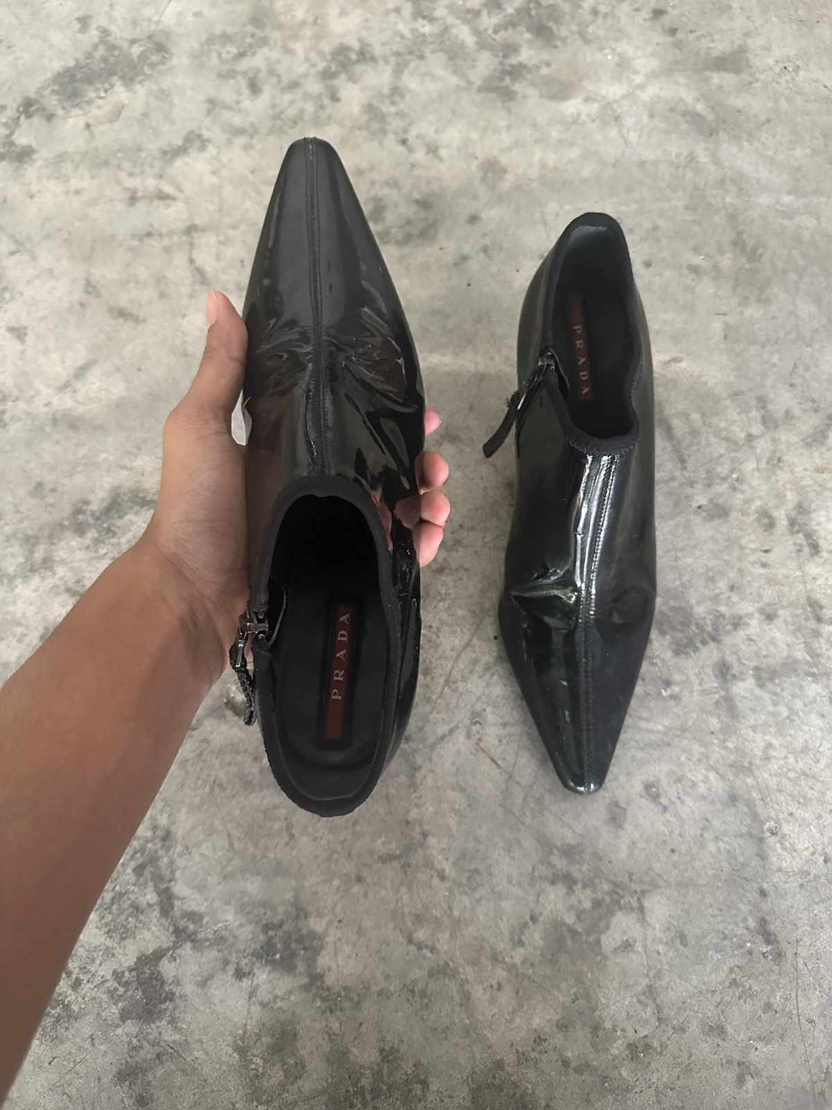 Prada Prada Black Patent Leather Ankle Boots Size US 5 / IT 35 - 5 Thumbnail