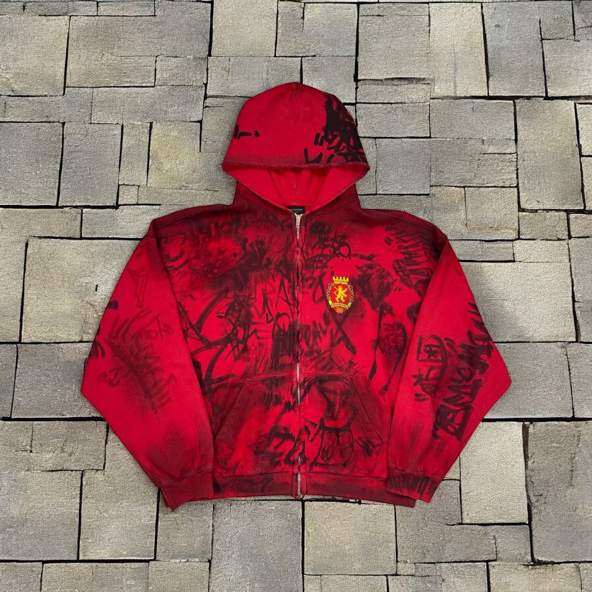 Balenciaga Balenciaga SS23 Red Skate Graffiti Zip Hoodie