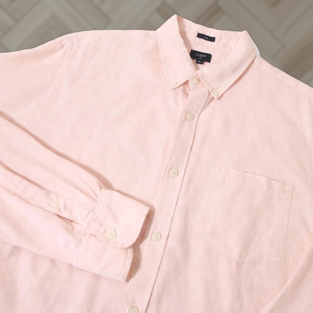 J.Crew J.CREW Linen Shirt Mens XL Salmon Orange Button-Down Long Sleeve Lightweight Shirt Size US XL / EU 56 / 4 - 1 Thumbnail