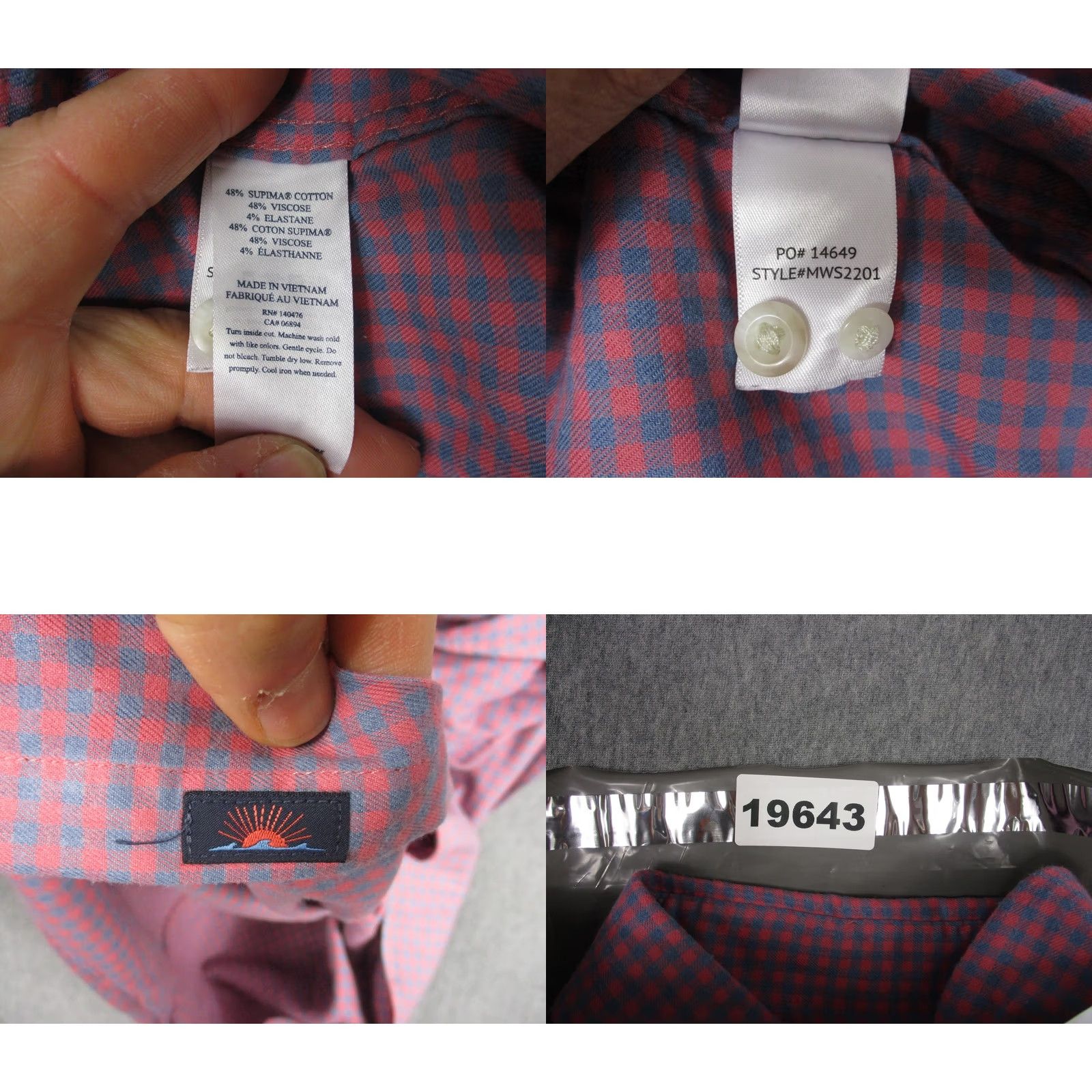 Faherty Faherty Shirt Mens XL Pink Blue Check Stretch Button-Down Long Sleeve Casual Shirt Size US XL / EU 56 / 4 - 8 Thumbnail