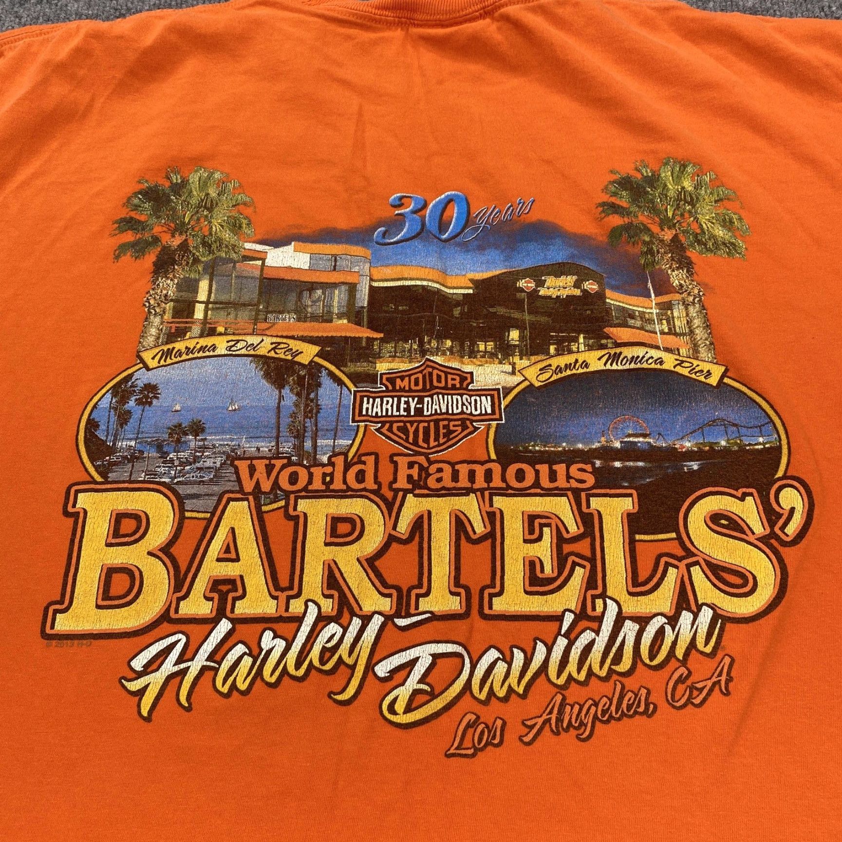 Harley Davidson Harley-Davidson Shirt Mens XL Orange Bartels Los Angeles Motorcycle Graphic Tee Size US XL / EU 56 / 4 - 2 Thumbnail
