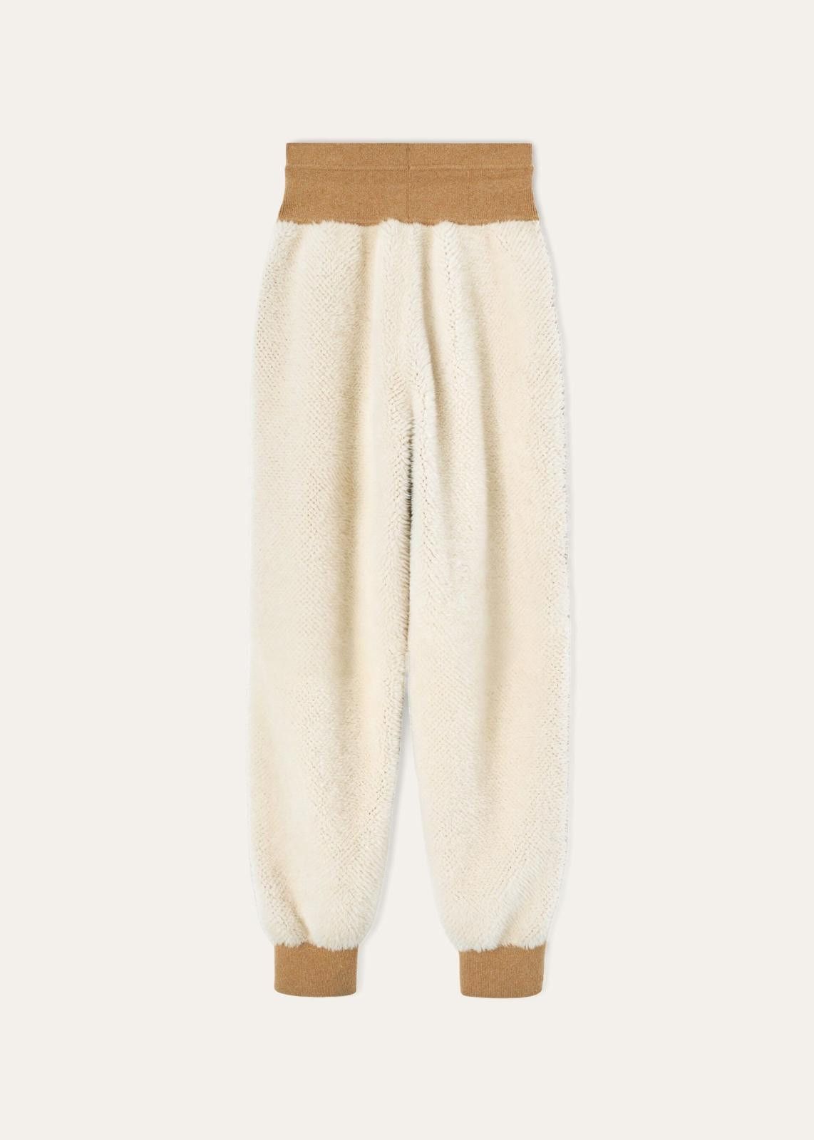 Loro Piana o1srvl11e1224 Gadiel Shearling Joggers in Ivory & Brown Size 30" / US 8 / IT 44 - 2 Thumbnail