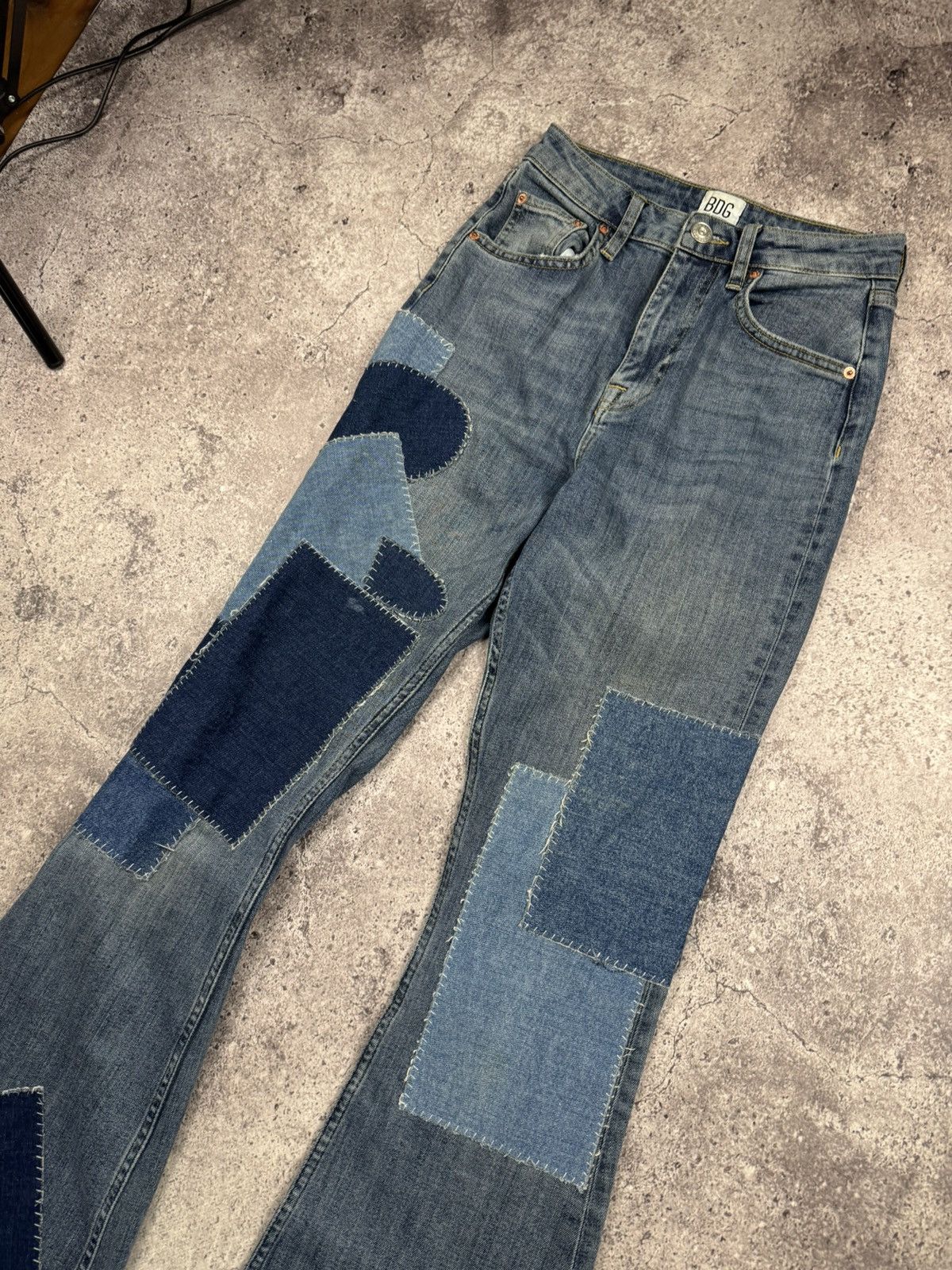 Bdg BDG Flared Patchwork Japanesse Y2K Jeans Low Rise Size 26" / US 2 / IT 38 - 3 Thumbnail