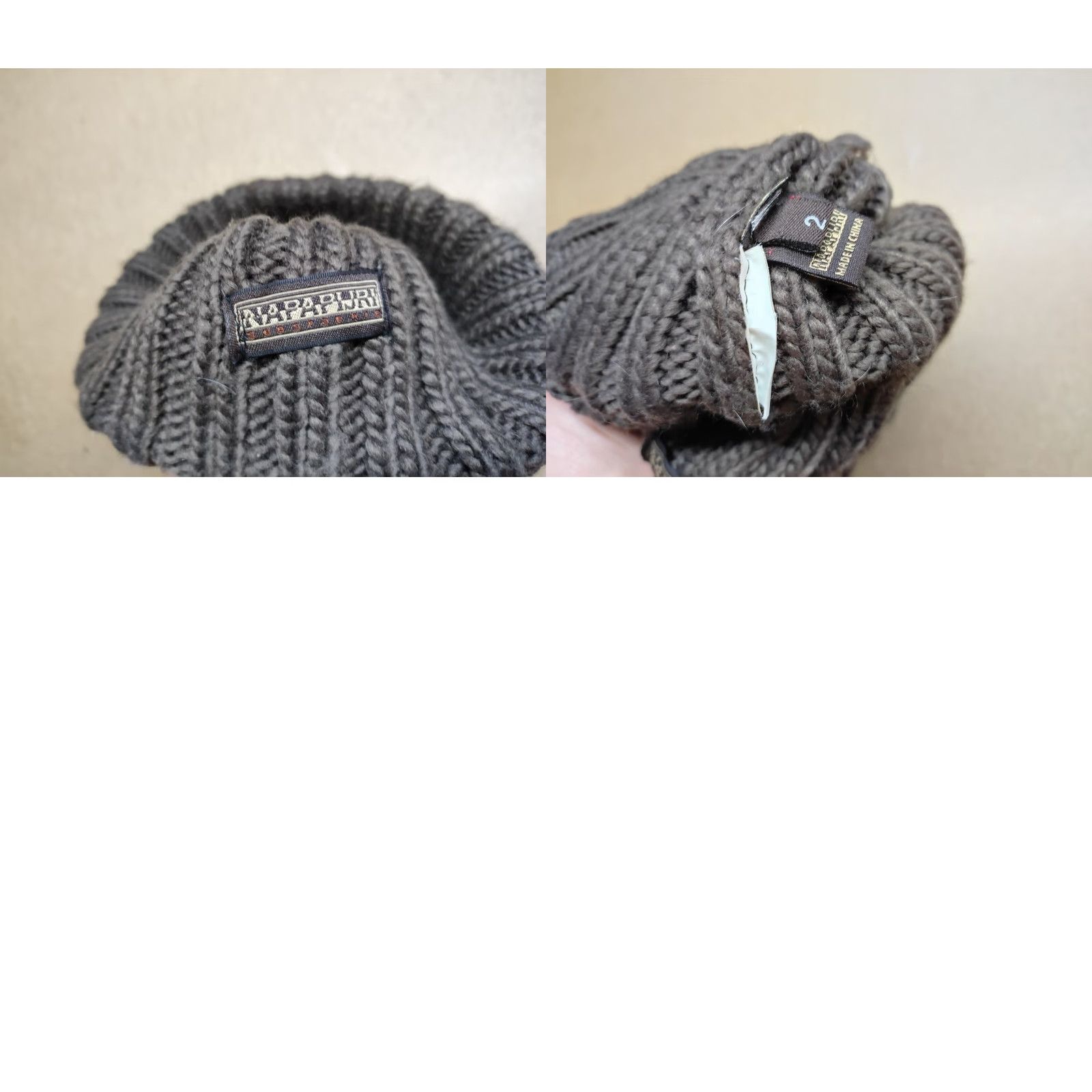 Napapijri Napapijri Beanie Hat Size M Ribbed Bobble Beige Unisex Adults Knit Acrylic Fall Winter Booble? Wait. Size ONE SIZE - 8 Thumbnail