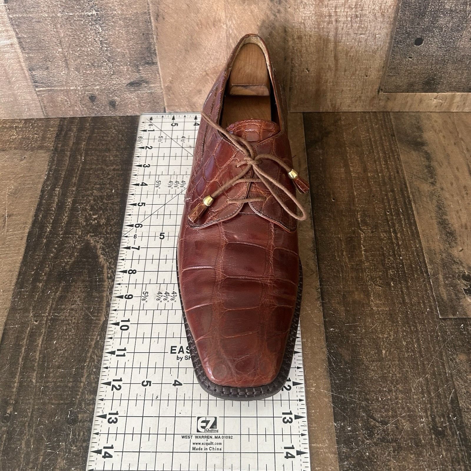 David Eden David Eden Square Toe Alligator Oxford Dress Shoes Mens 12 Size US 12 / EU 45 - 6 Thumbnail
