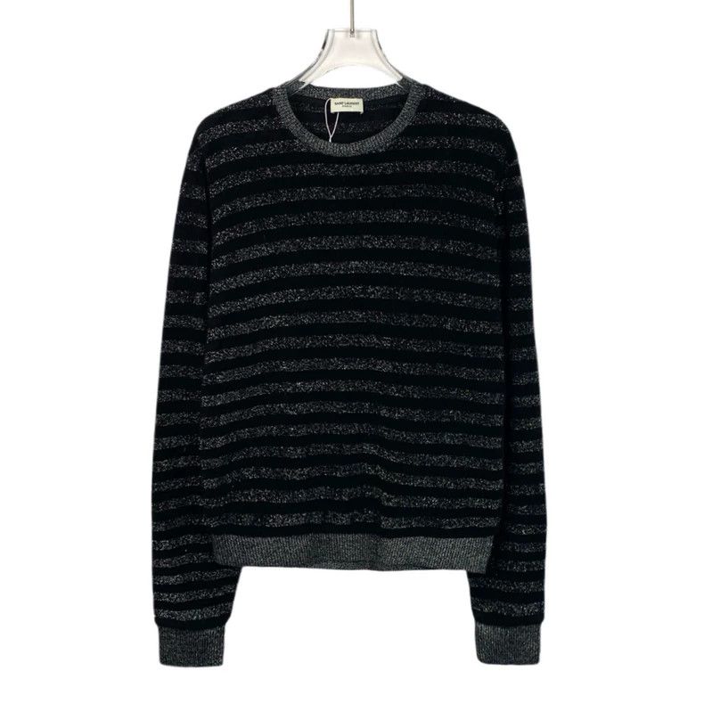 Saint Laurent Paris Saint Laurent Black and silver striped long-sleeved sweater Size US M / EU 48-50 / 2 - 1 Thumbnail