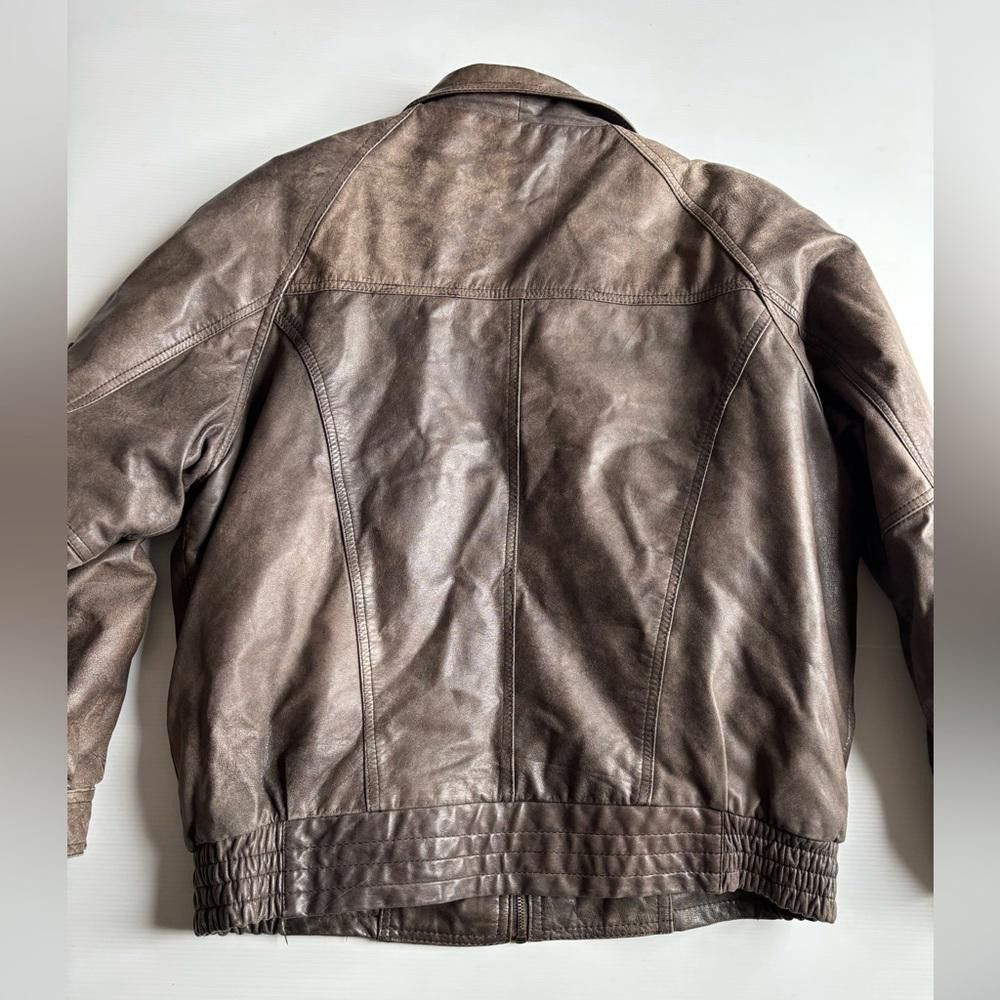 Designer Vintage 80s/90s Bellissimo Brown Bomber Leather Jacket Size US XL / EU 56 / 4 - 2 Thumbnail