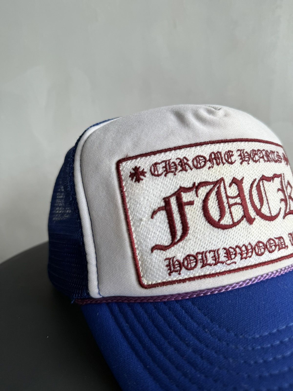 Chrome Hearts Chrome Hearts - Vintage Red on Blue FUCK Trucker Hat Size ONE SIZE - 2 Thumbnail