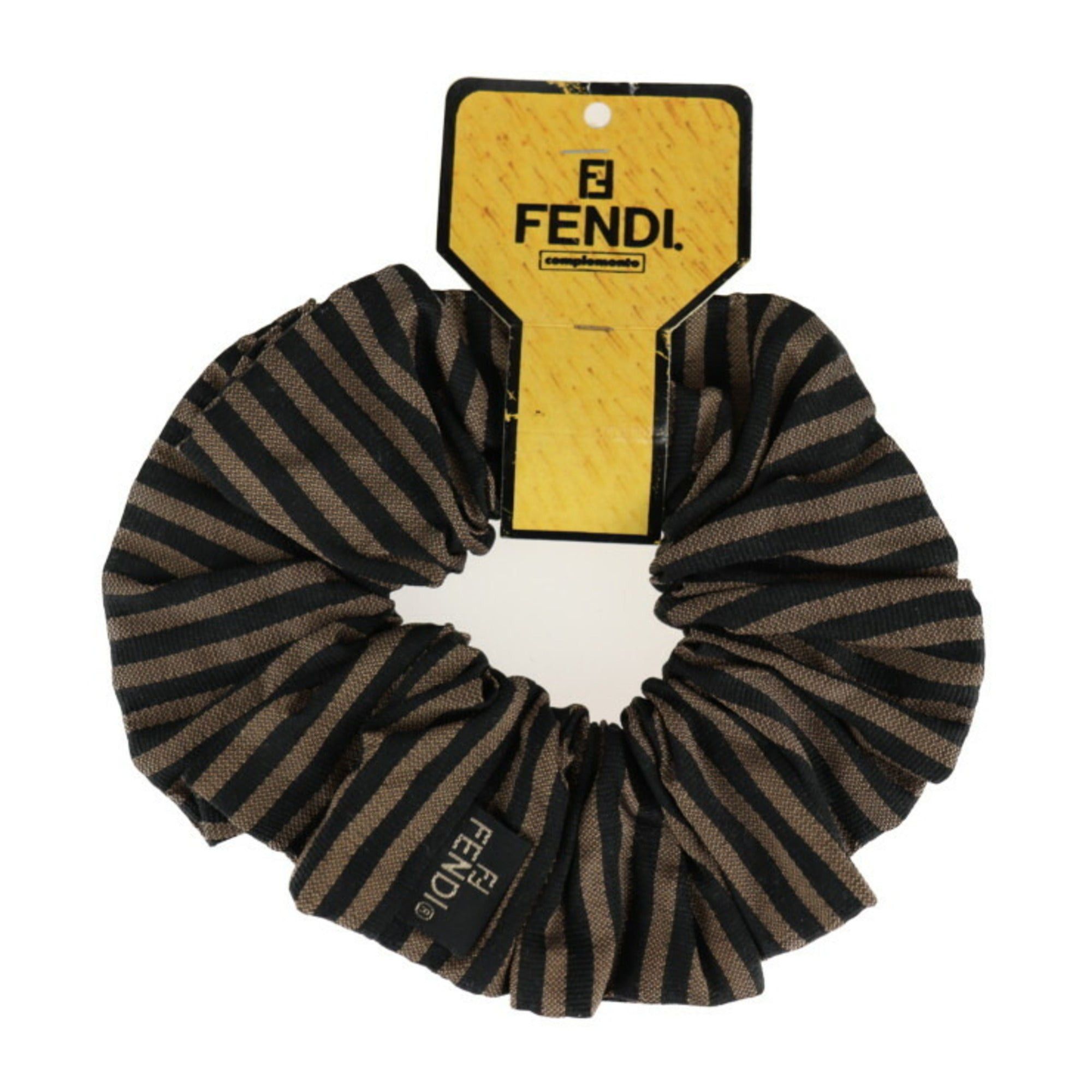 image of Fendi Scrunchie Pecan Other Fashion Goods Canvas Brown Black Hair Accessories Wraps Elastics, Women