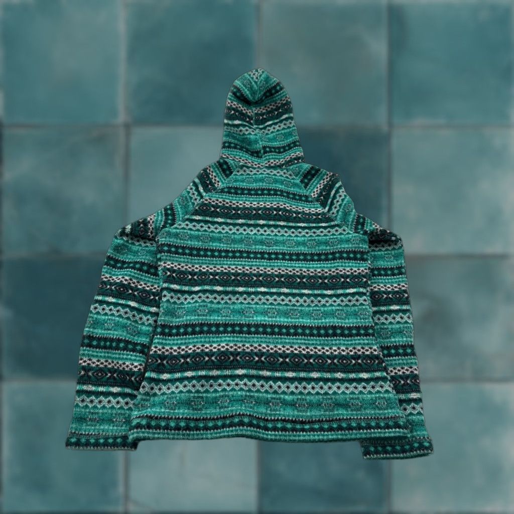 Vintage Köppen Hoodie Womens Medium Green Fair Isle Pattern Sherpa Lined Hood Pullover Size M / US 6-8 / IT 42-44 - 1 Thumbnail