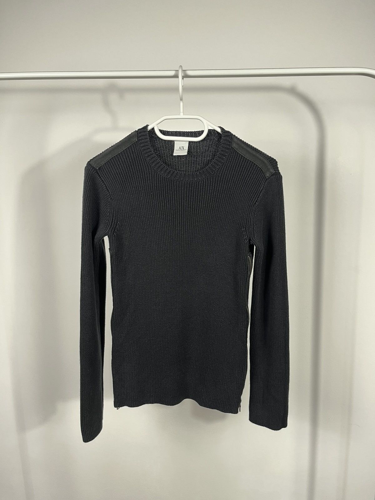 Armani Exchange Armani Exchange Ribbed Sweater Zipper Sides Biker Black Size US S / EU 44-46 / 1 - 1 Thumbnail