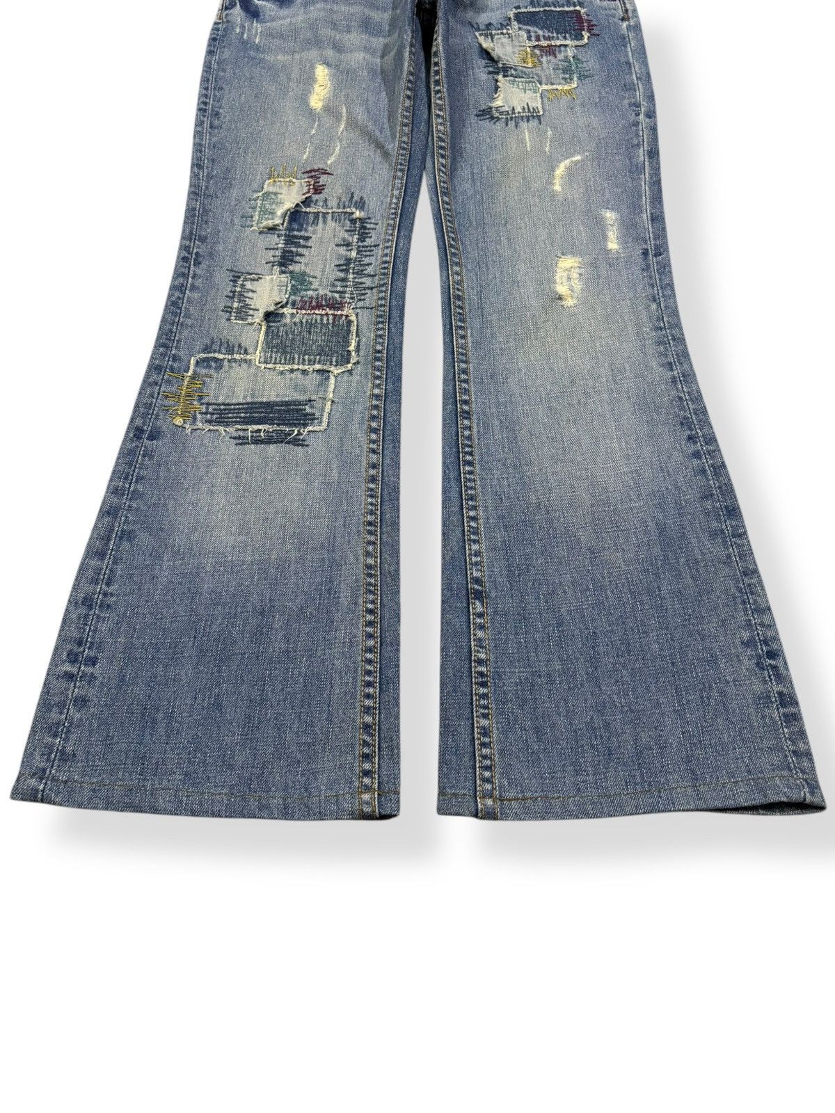 Kapital Vtg Japanese Brand Ia:rl Patchwork Flare Distressed Jeans Size 30" / US 8 / IT 44 - 6 Thumbnail