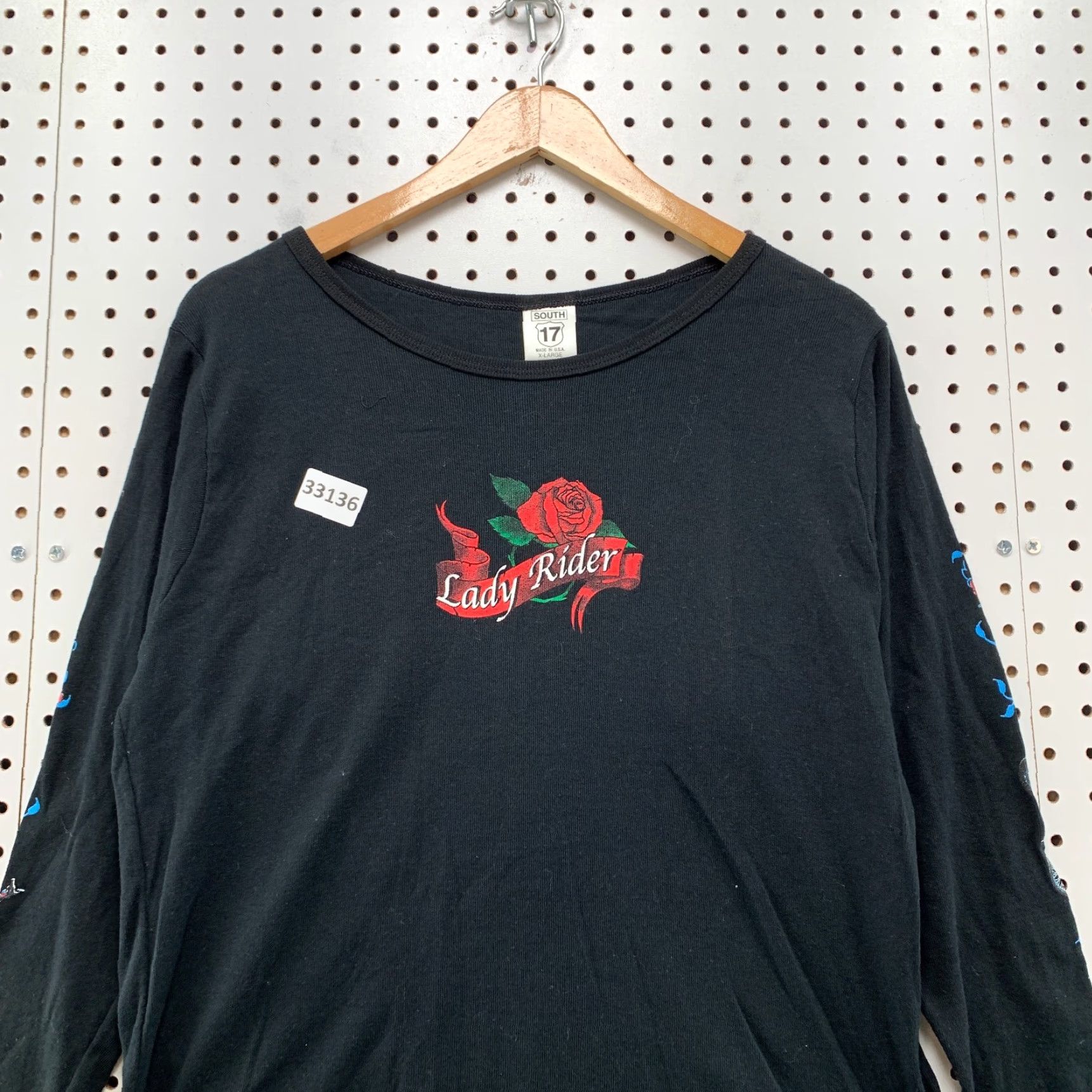 Vintage VINTAGE Lady Rider Motorcycle Shirt Womens XL Black Floral Long Sleeve 20x23.5 Johanns Bar Leather Grill Size XL / US 12-14 / IT 48-50 - 3 Thumbnail