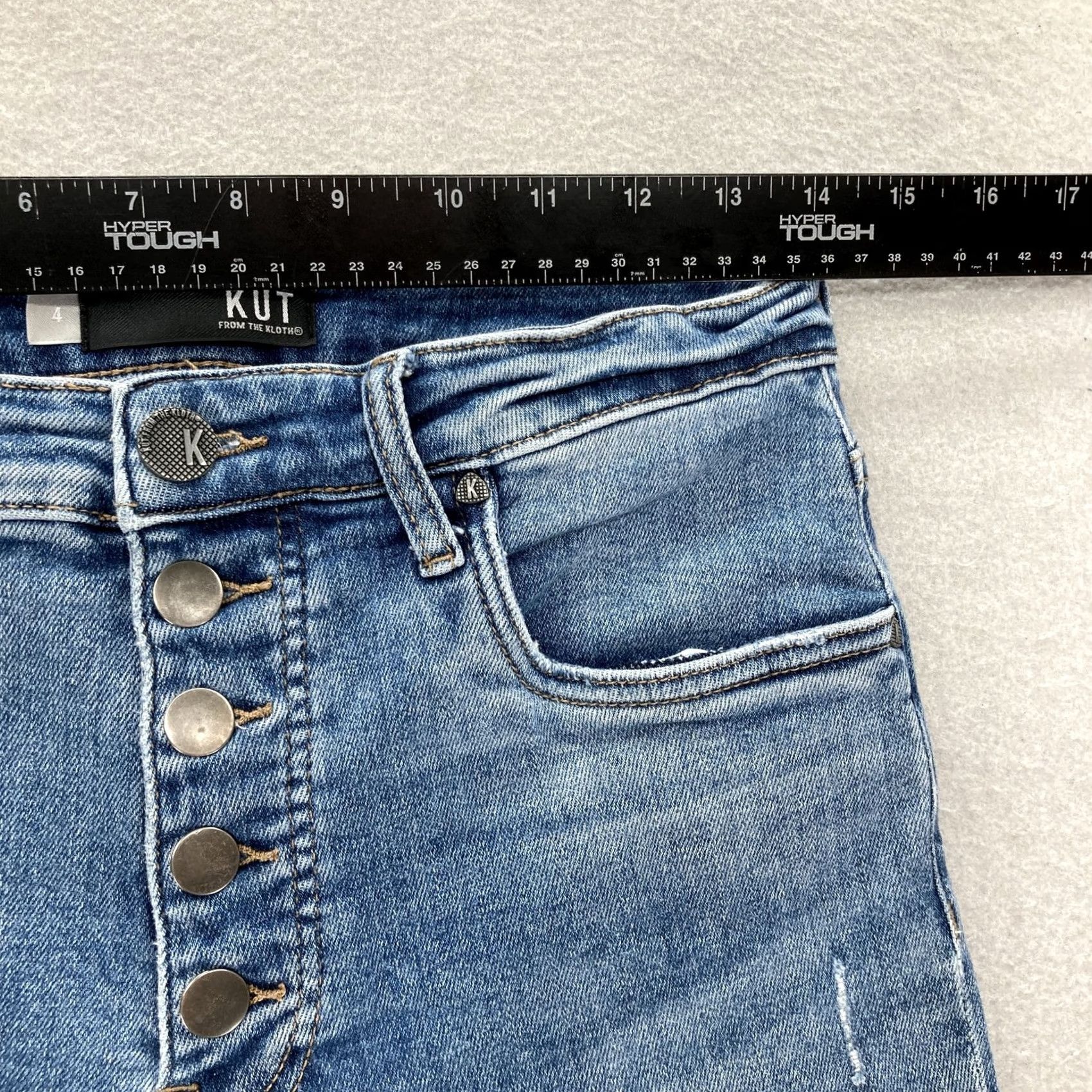 Vintage VINTAGE Kut From The Kloth Jeans Womens 4 Rachael High Rise Fab Ab Mom Distressed Blue Size 27" / US 4 / IT 40 - 7 Thumbnail
