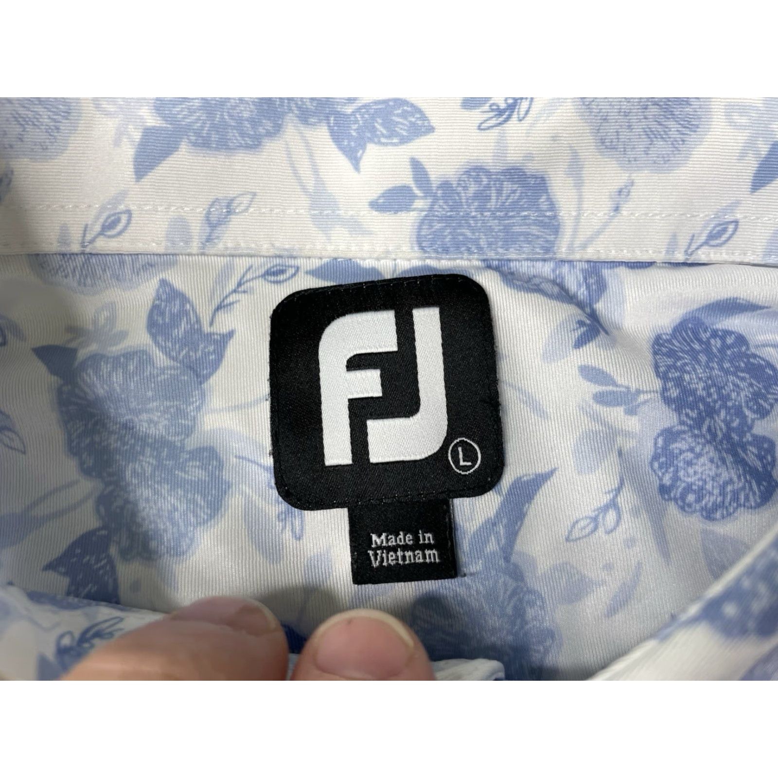 Footjoy FootJoy Polo Shirt Mens Large Blue Floral Golf Polo White Beeches GC Size US L / EU 52-54 / 3 - 4 Thumbnail