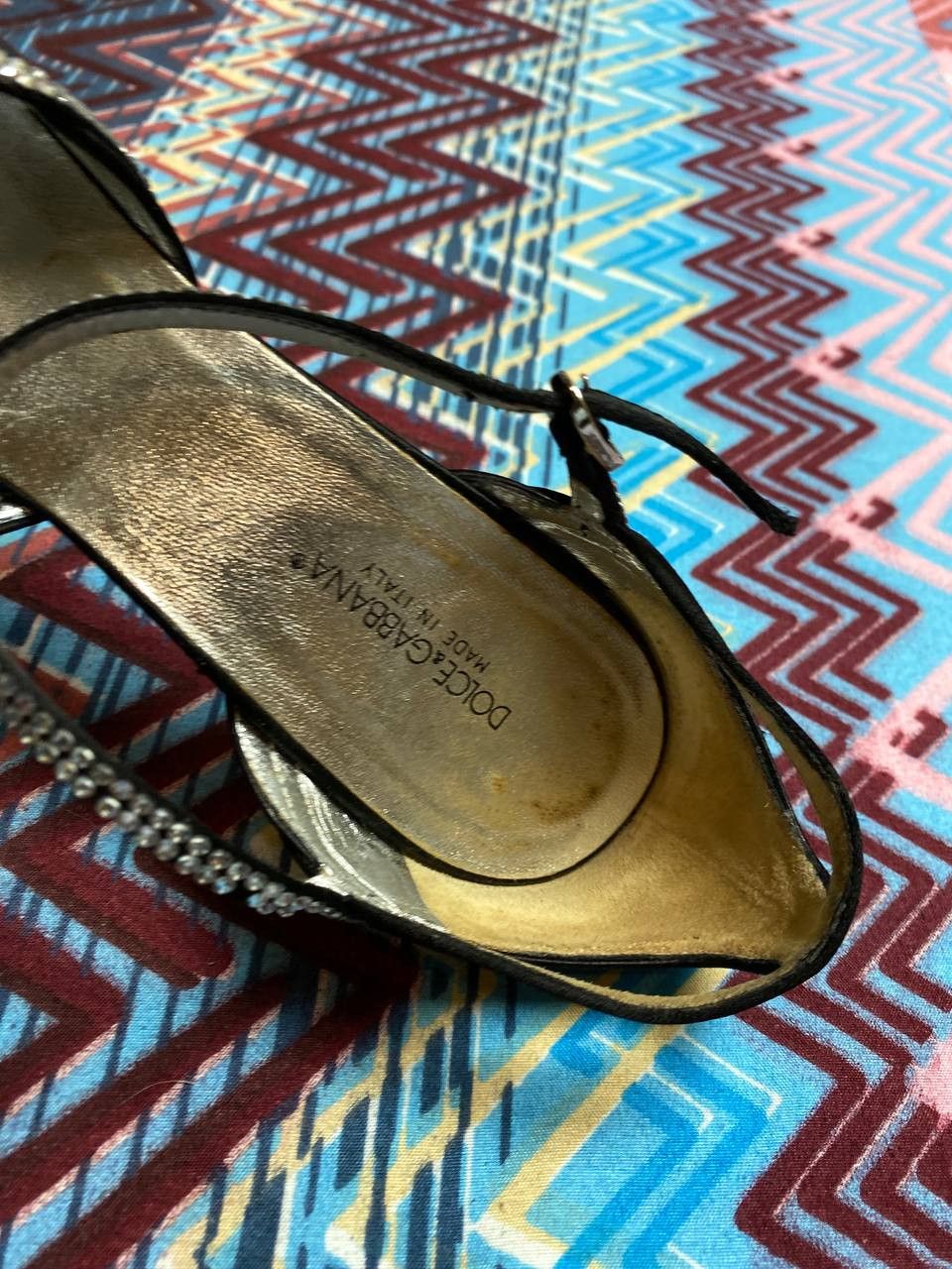 Dolce & Gabbana D&G Velvet Crystal Slingback Heels Vintage shoes chic Size US 7 / IT 37 - 6 Thumbnail