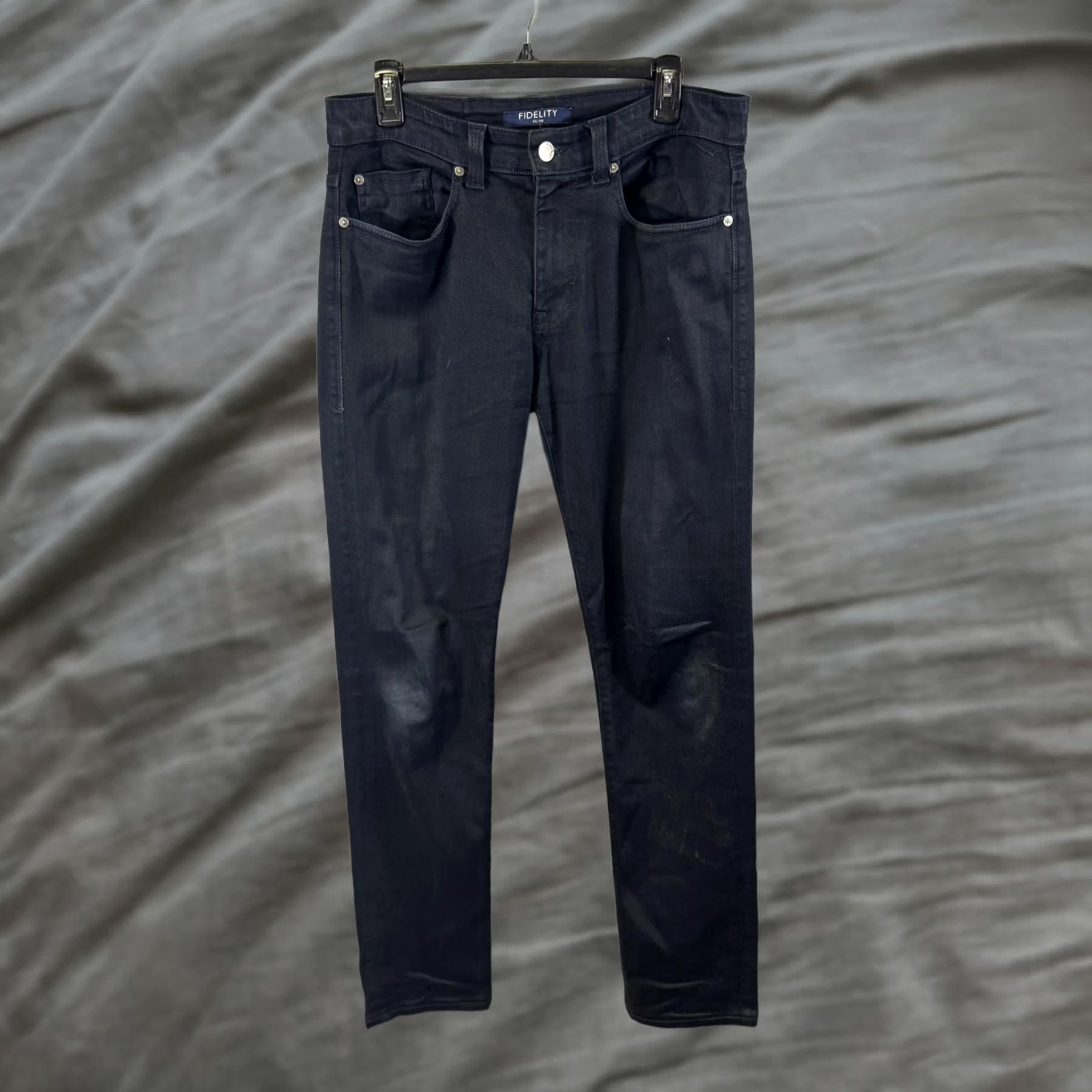Denime Fidelity Jeans Mens 32 Dark Indigo Torino Stretch 5-Pocket Zip Fly Classic Denim Jeans Mens 32 Blue Slim Tapered Buttons Size US 32 / EU 48 - 1 Thumbnail