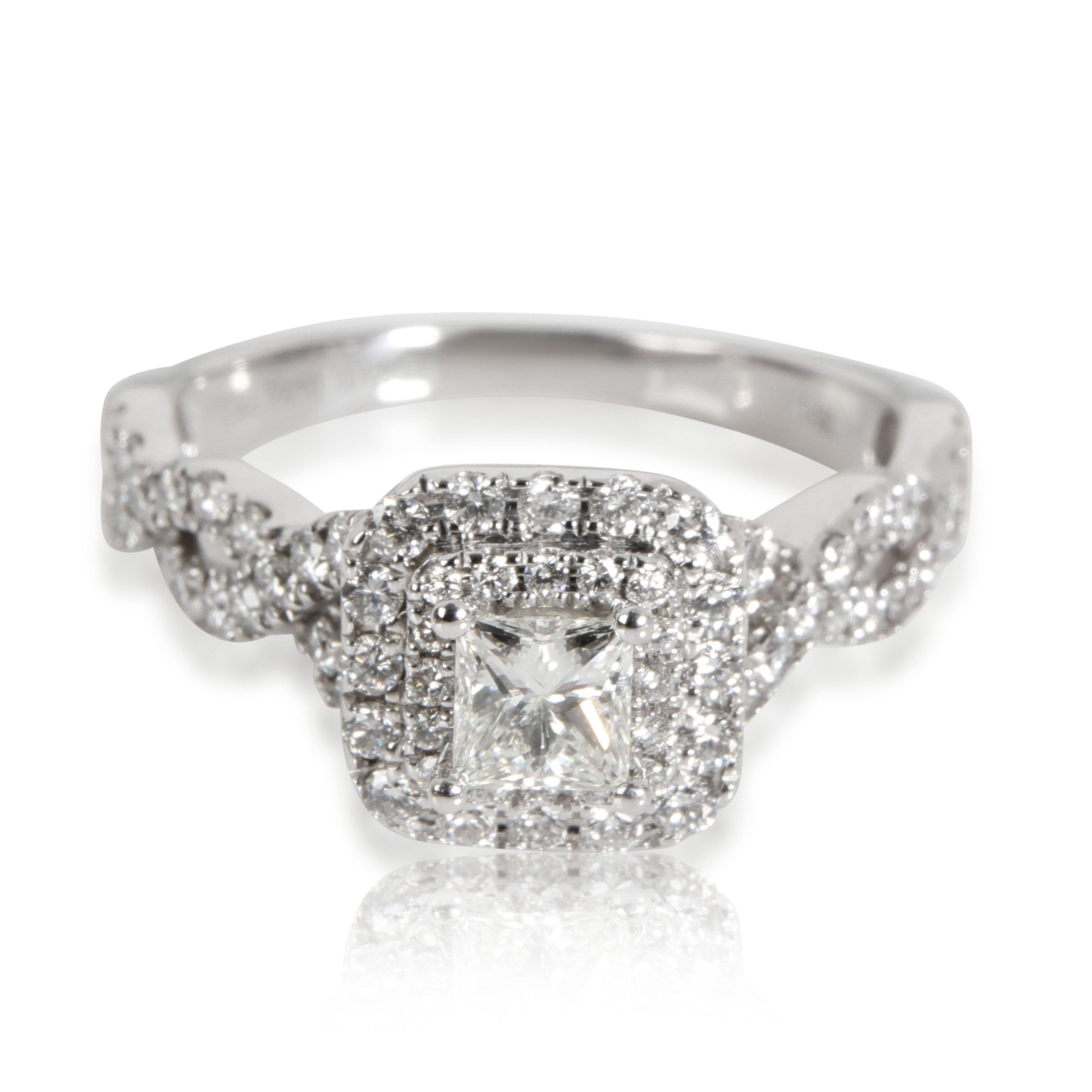 image of Vera Wang Love Diamond Engagement Ring In 14K White Gold 1.00 Ctw, Women's