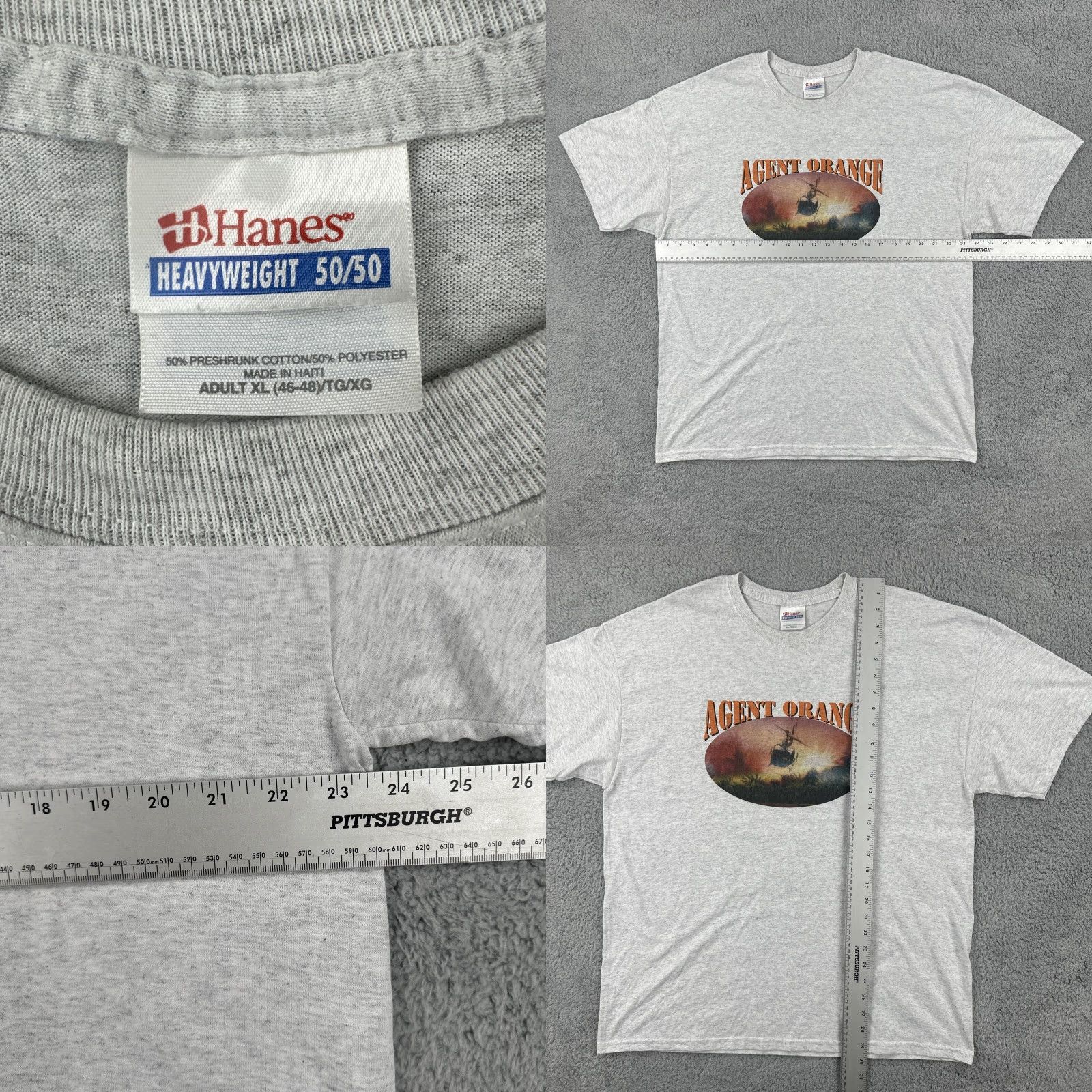 Hanes VINTAGE Hanes T Shirt XL Gray 50/50 Short Sleeve Graphic Tee Men Decade 1990s Agent Orange Cont… Size US XL / EU 56 / 4 - 8 Thumbnail