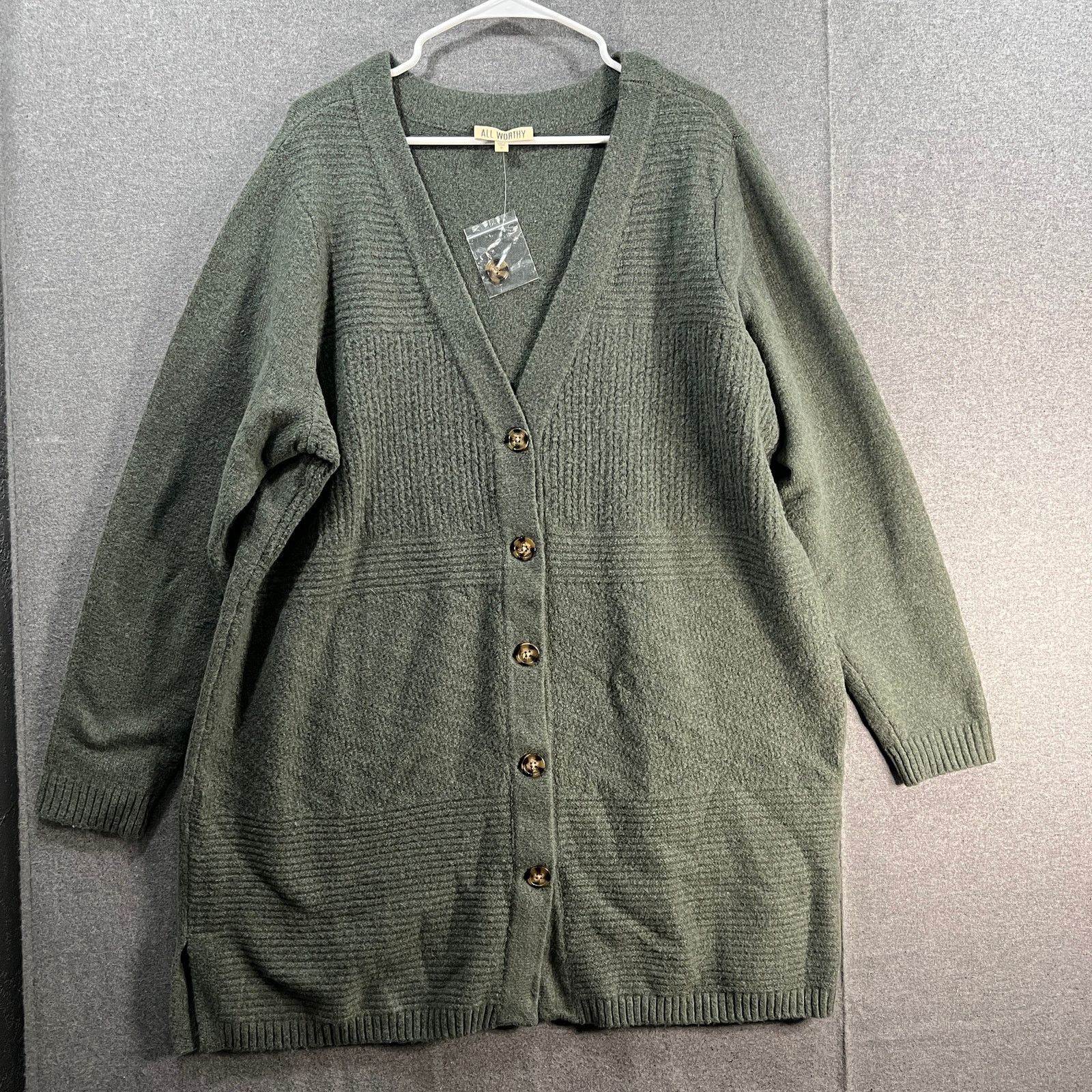 Other All Worthy Hunter McGrady Button Front Cardigan Sage Size XL / US 12-14 / IT 48-50 - 1 Thumbnail