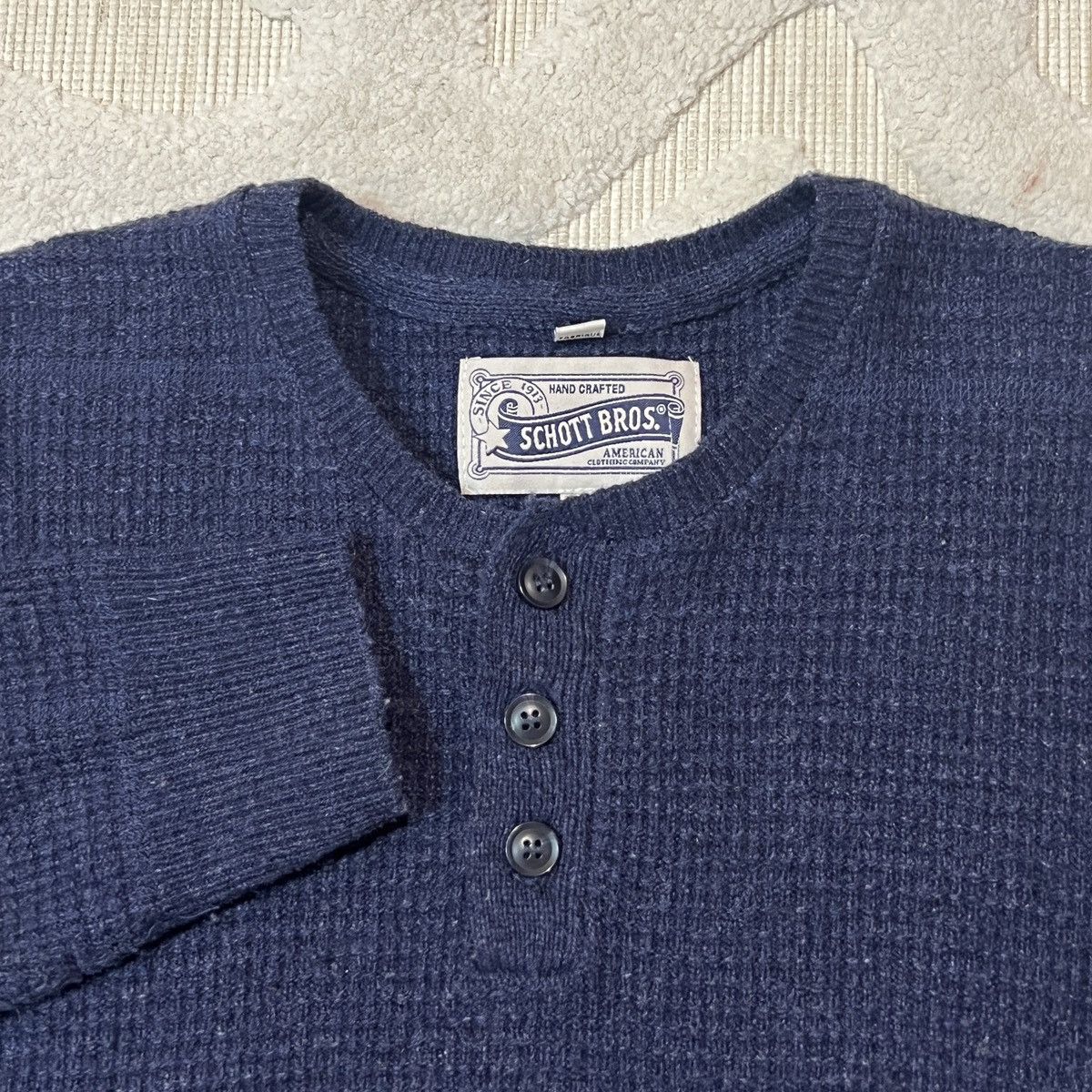 Schott Schott NYC - Waffle Henley Sweater Size US M / EU 48-50 / 2 - 1 Thumbnail