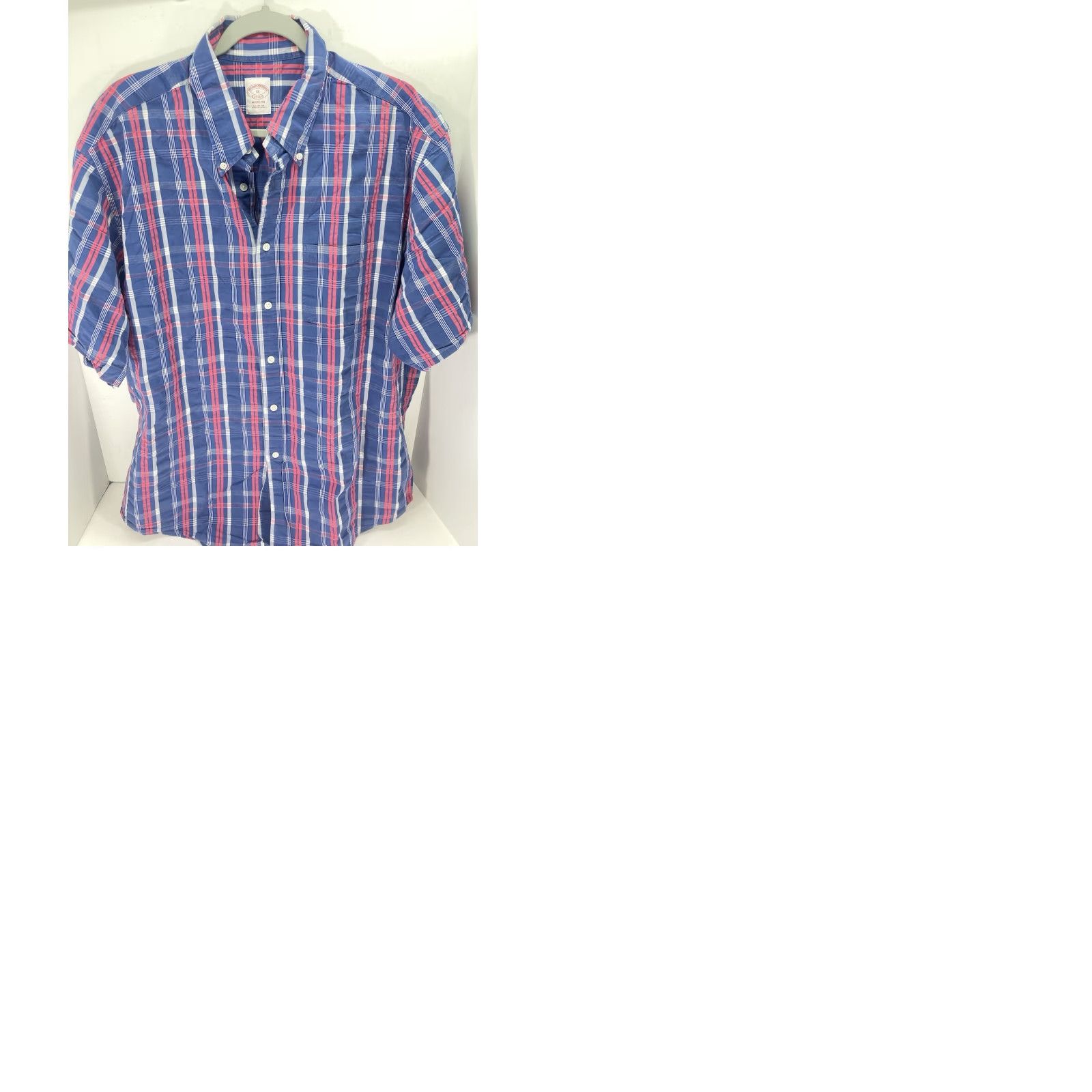 Brooks Brothers Brooks Brothers Madison Camp Shirt Men XL Blue Pink Stripe Button Short Sleeve Shirt Size US XL / EU 56 / 4 - 9 Thumbnail