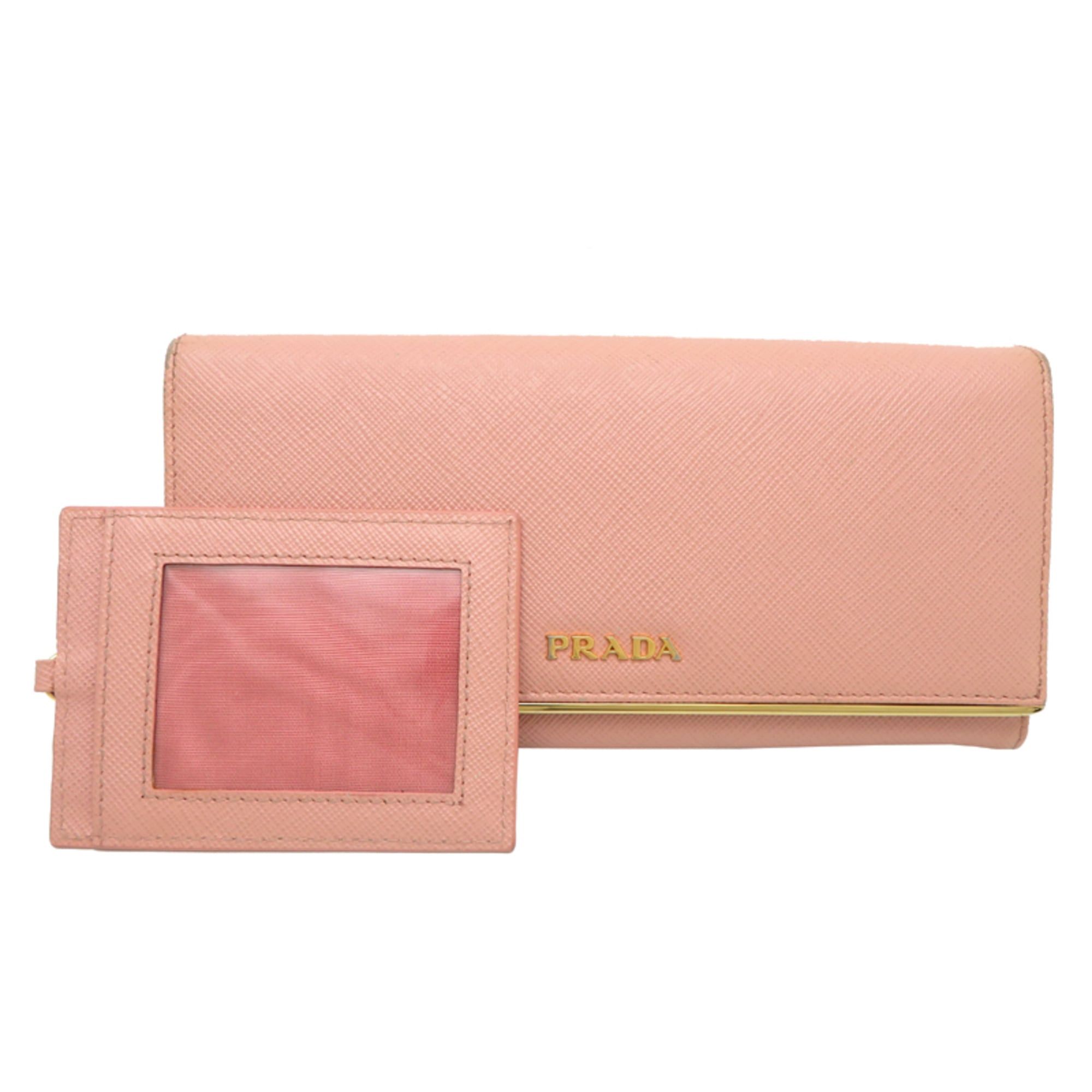 Prada Prada Women's Long Wallet 1MH132 Saffiano Leather Pink Size ONE SIZE - 1 Thumbnail