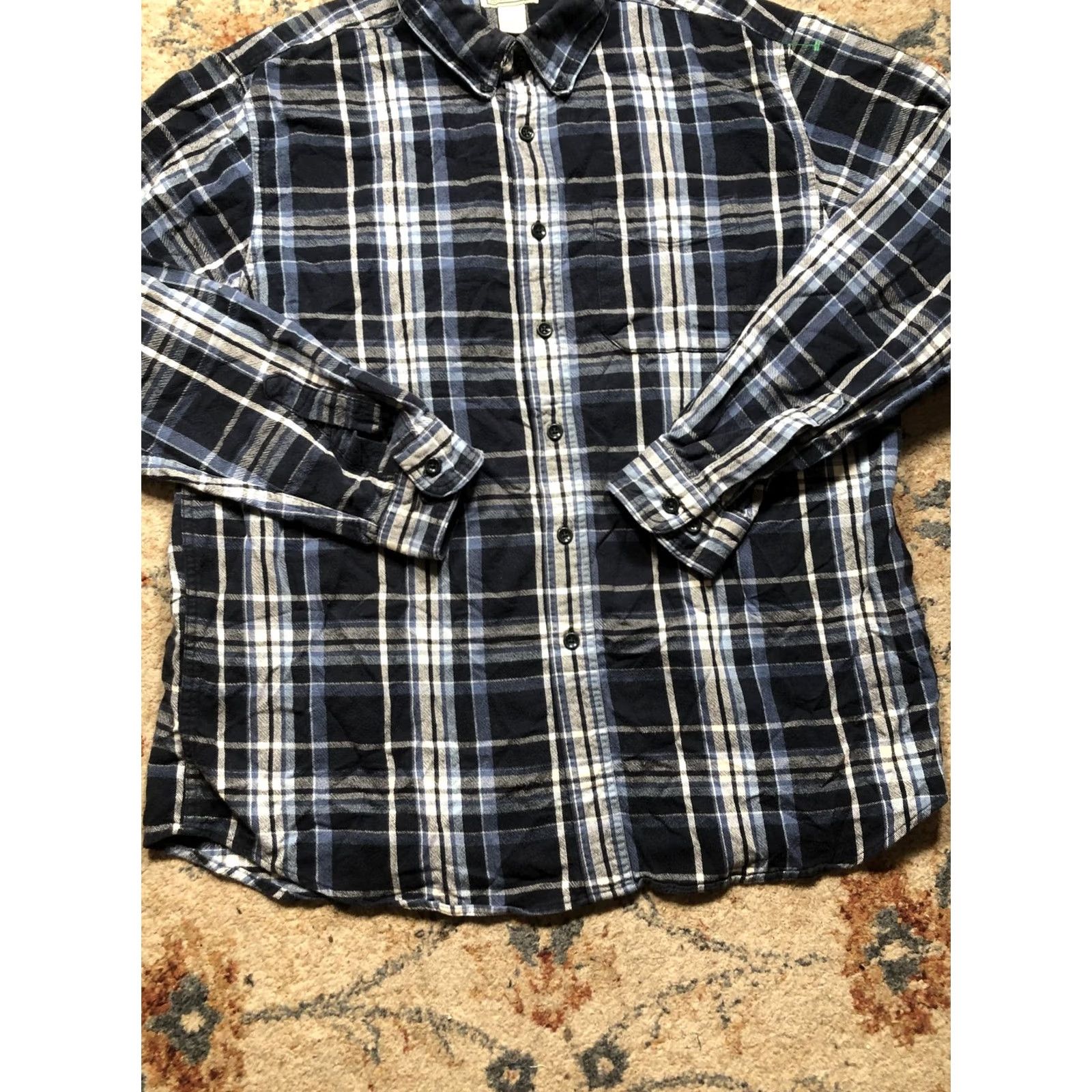 Vintage VINTAGE? LL Bean Shirt Mens Large Blue Plaid Flannel Button Down Traditional Fit Size US L / EU 52-54 / 3 - 5 Thumbnail