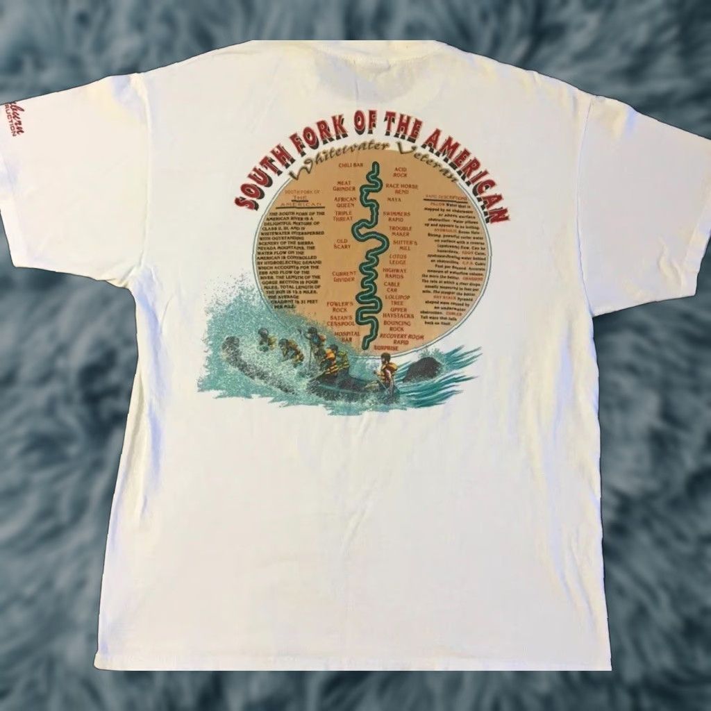 Vintage VINTAGE South Fork Whitewater Rafting Shirt XL Men T-Shirt 90s Grunge White Short Sleeve Beach Vintage 80s USA Rocky Marine Biker College Humor Size US XL / EU 56 / 4 - 1 Thumbnail