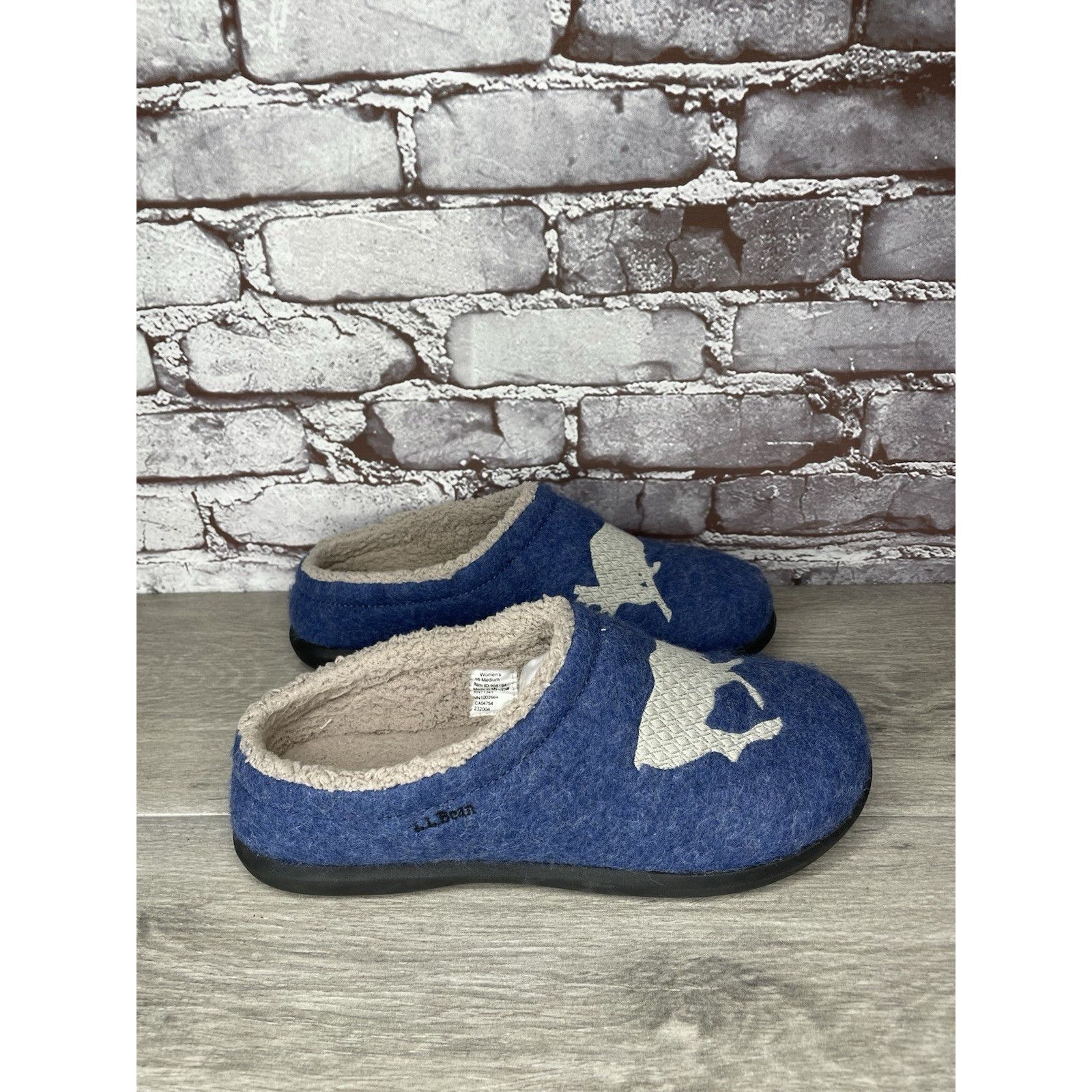L.L. Bean LL Bean Daybreak Scuffs Blue Moose Motif Wool Clog Slippers Size US 10 / IT 40 - 17 Thumbnail