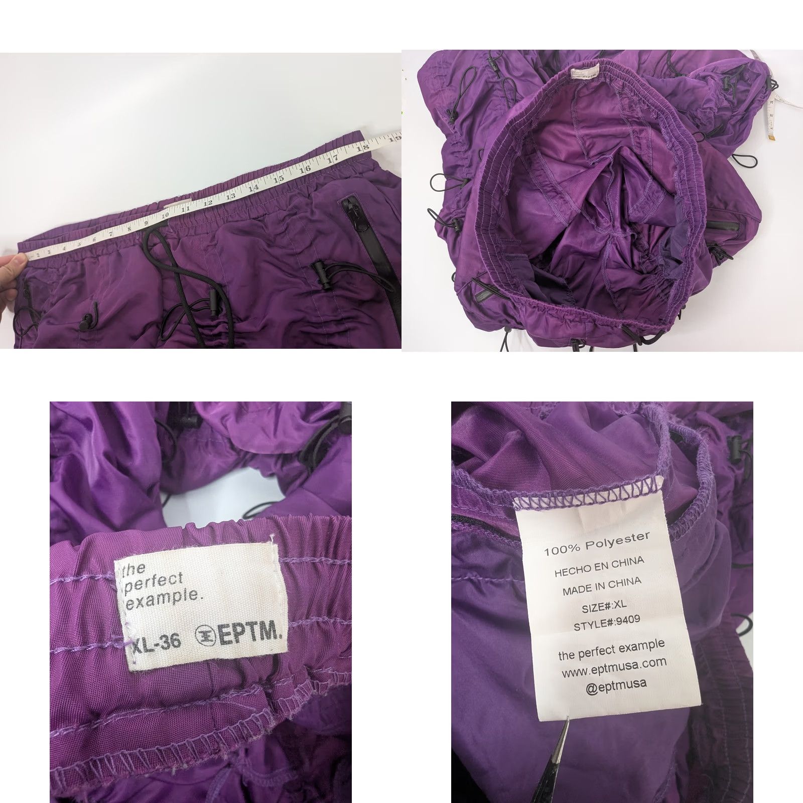 Vintage EPTM. Jogger Pants XL-36 Purple Bungee Drawstring Utility 40" Inseam Tracks Activewear Men Venise Size US 36 / EU 52 - 8 Thumbnail