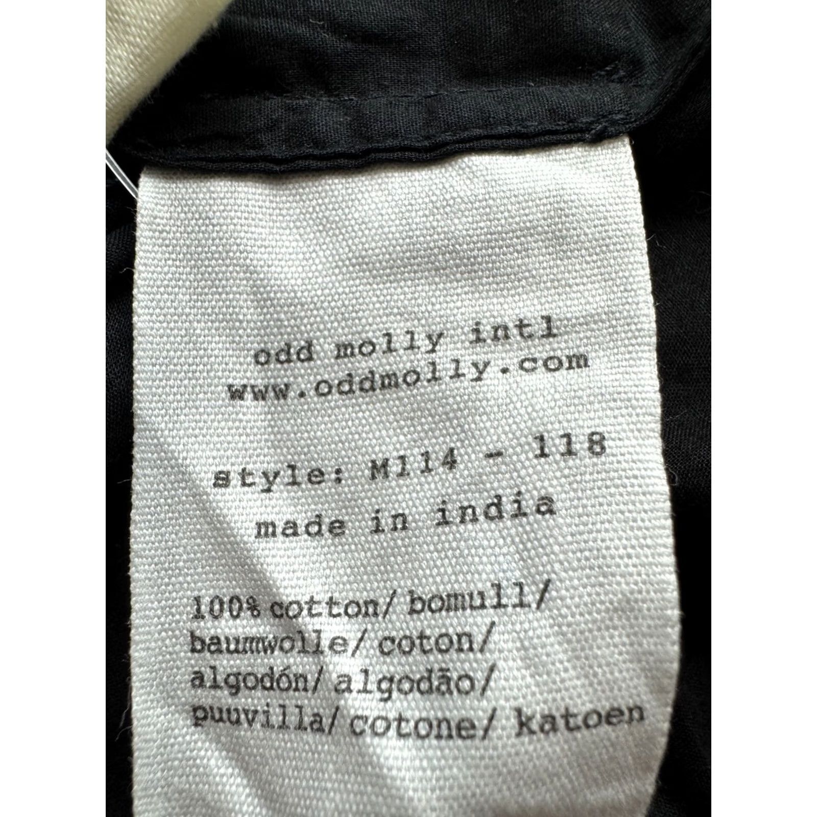 Vintage Odd Molly Blouse Womens Black 3 Long Sleeve Embroidered Cotton Boho Shirt Size XS / US 0-2 / IT 36-38 - 6 Thumbnail