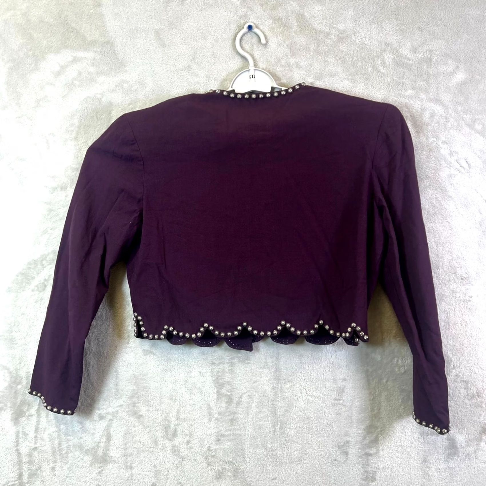 Doublet Double D Ranch Jacket Women S Purple Rayon Cropped Studded Scalloped Hem Western Jacket Size S / US 4 / IT 40 - 7 Thumbnail